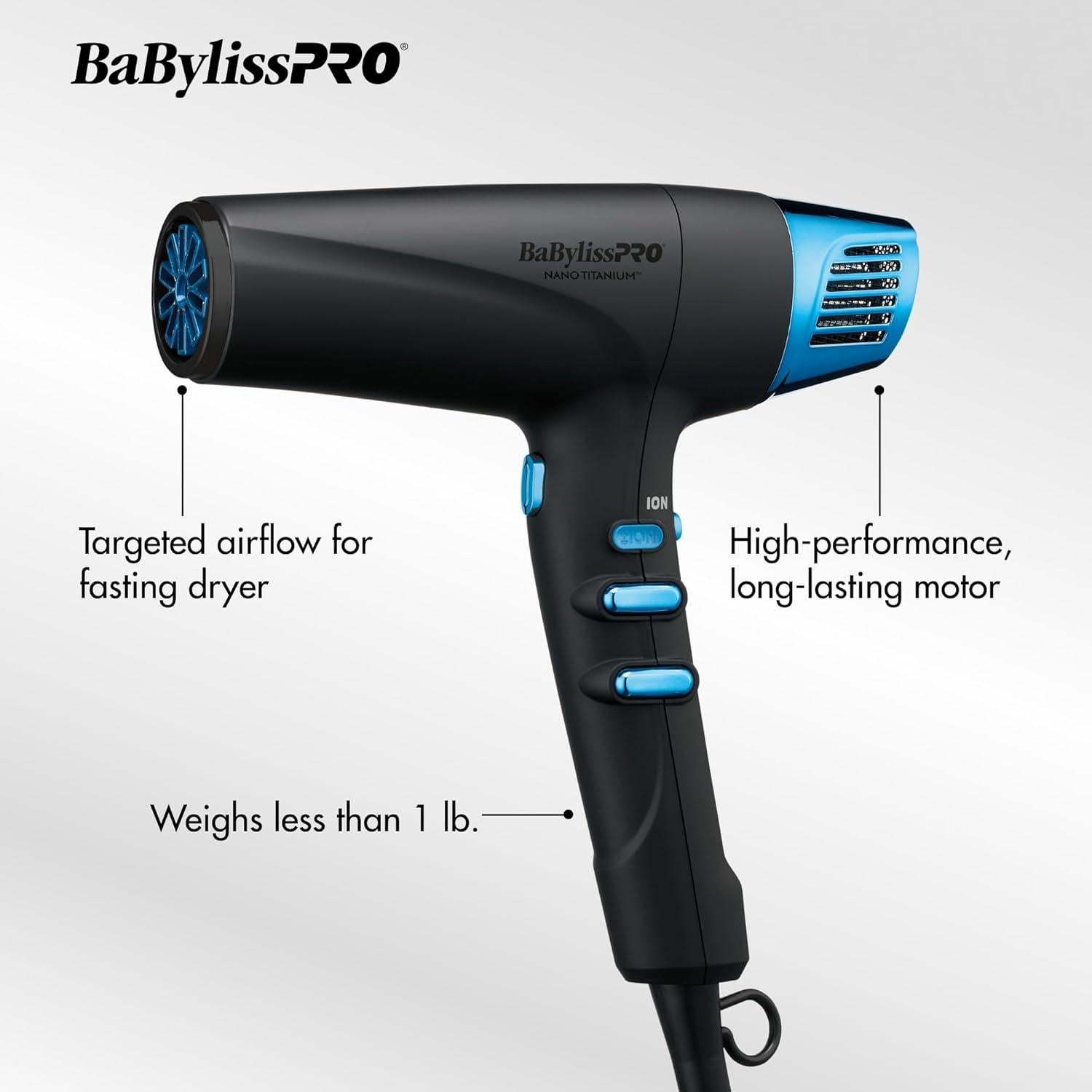 Secador de Pelo BaBylissPRO Nano Titanium 1875W Iónico Negro