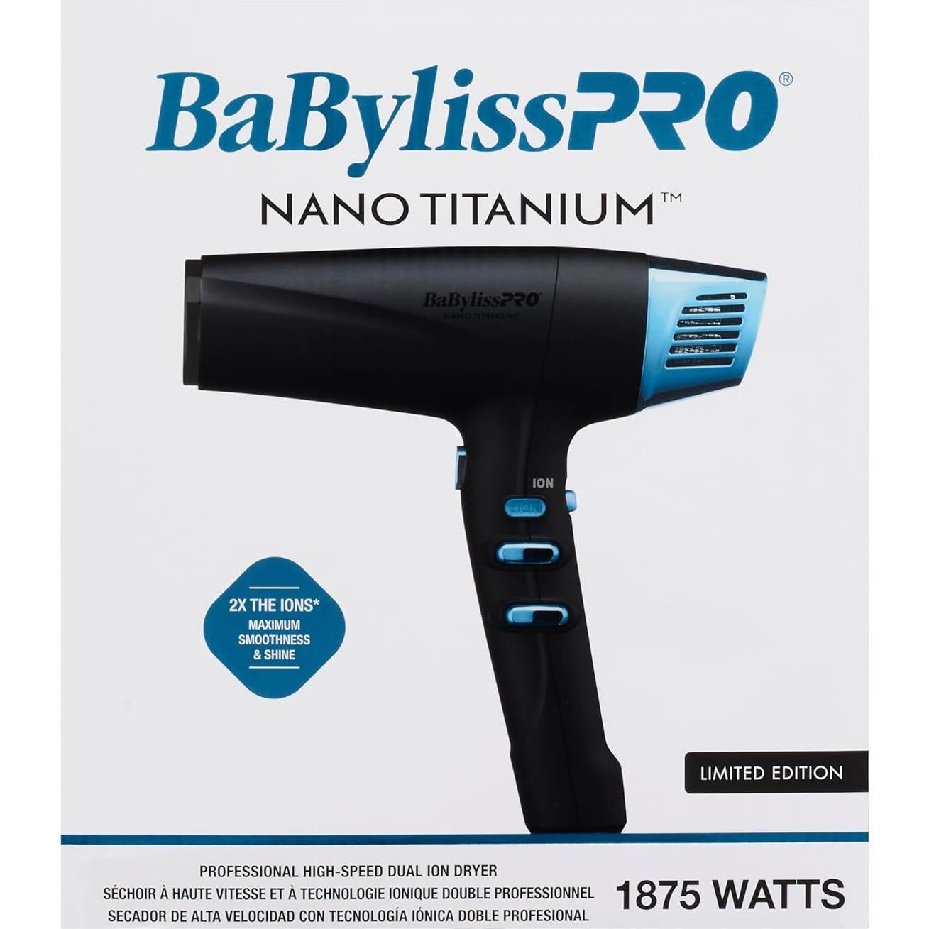 Secador de Pelo BaBylissPRO Nano Titanium 1875W Iónico Negro