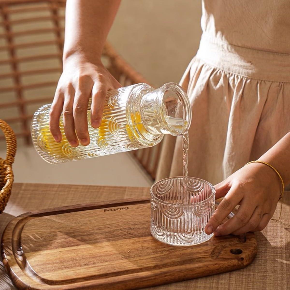 Juego de Jarra y Vaso de Vidrio AOSEE 640 ml con Tapa