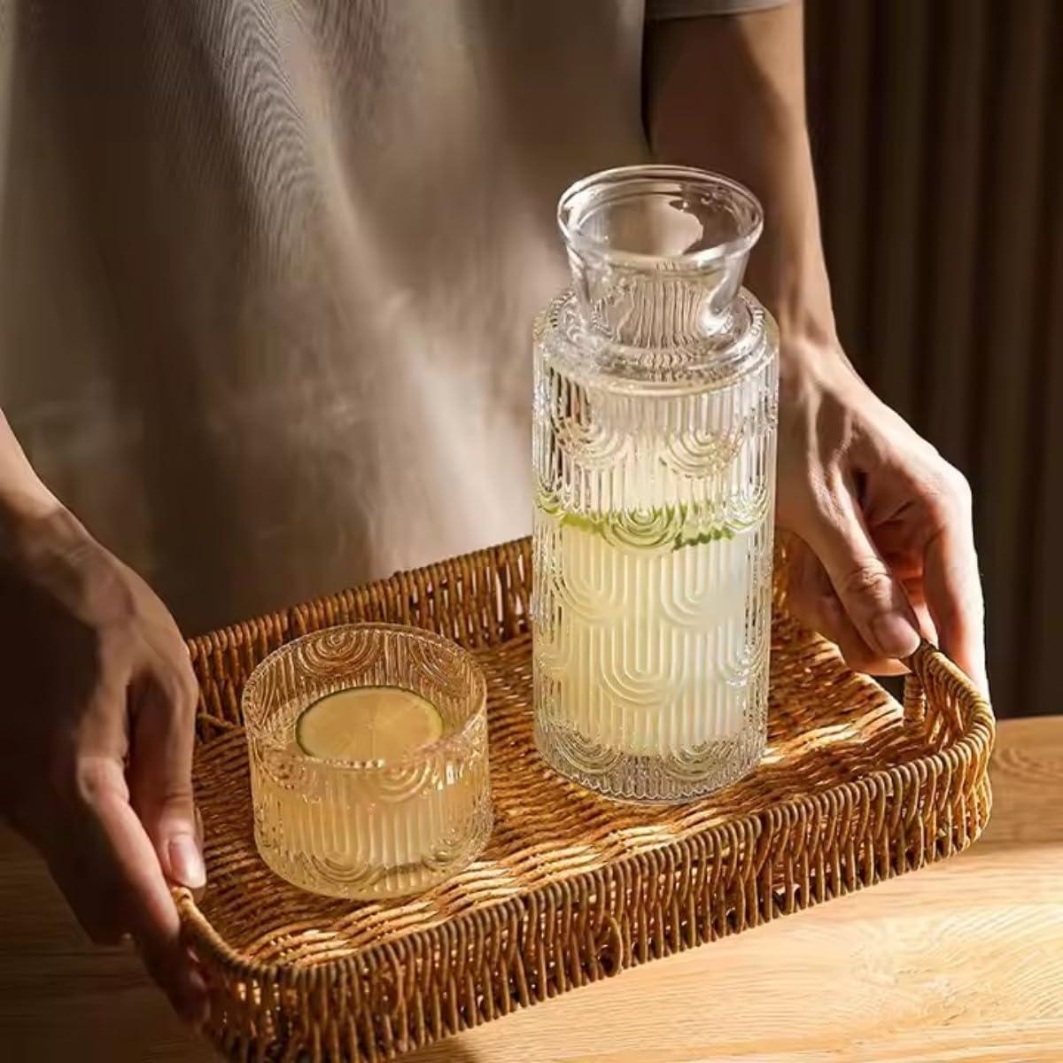 Juego de Jarra y Vaso de Vidrio AOSEE 640 ml con Tapa