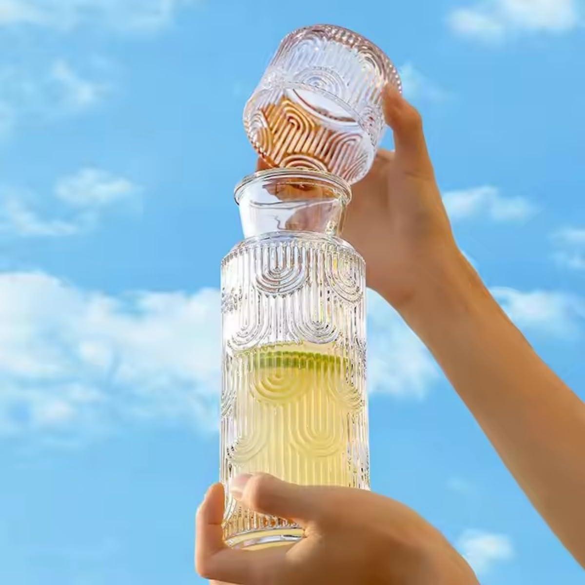 Juego de Jarra y Vaso de Vidrio AOSEE 640 ml con Tapa