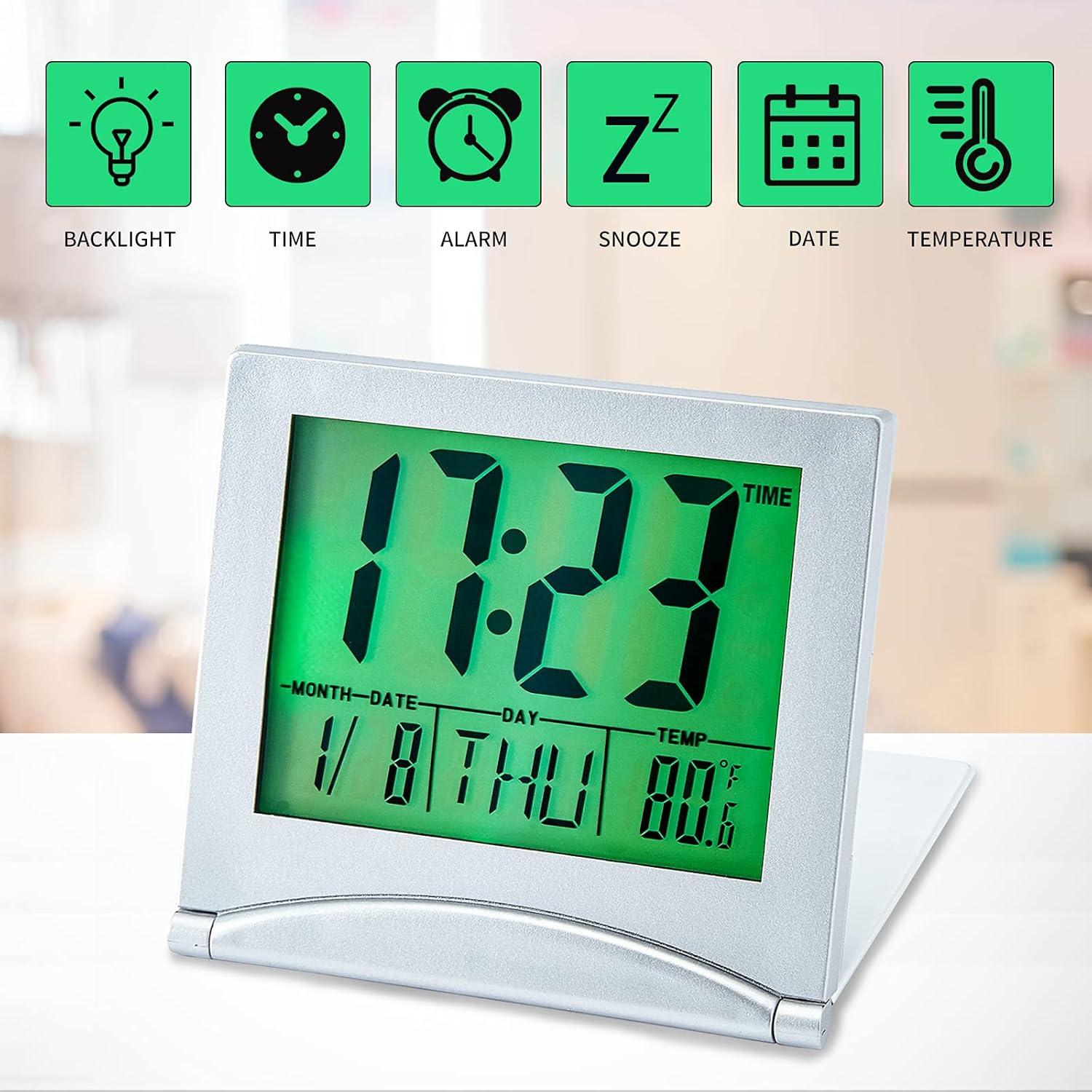 Reloj Despertador Digital KANBIT KB-2104 Portátil con Luz Verde