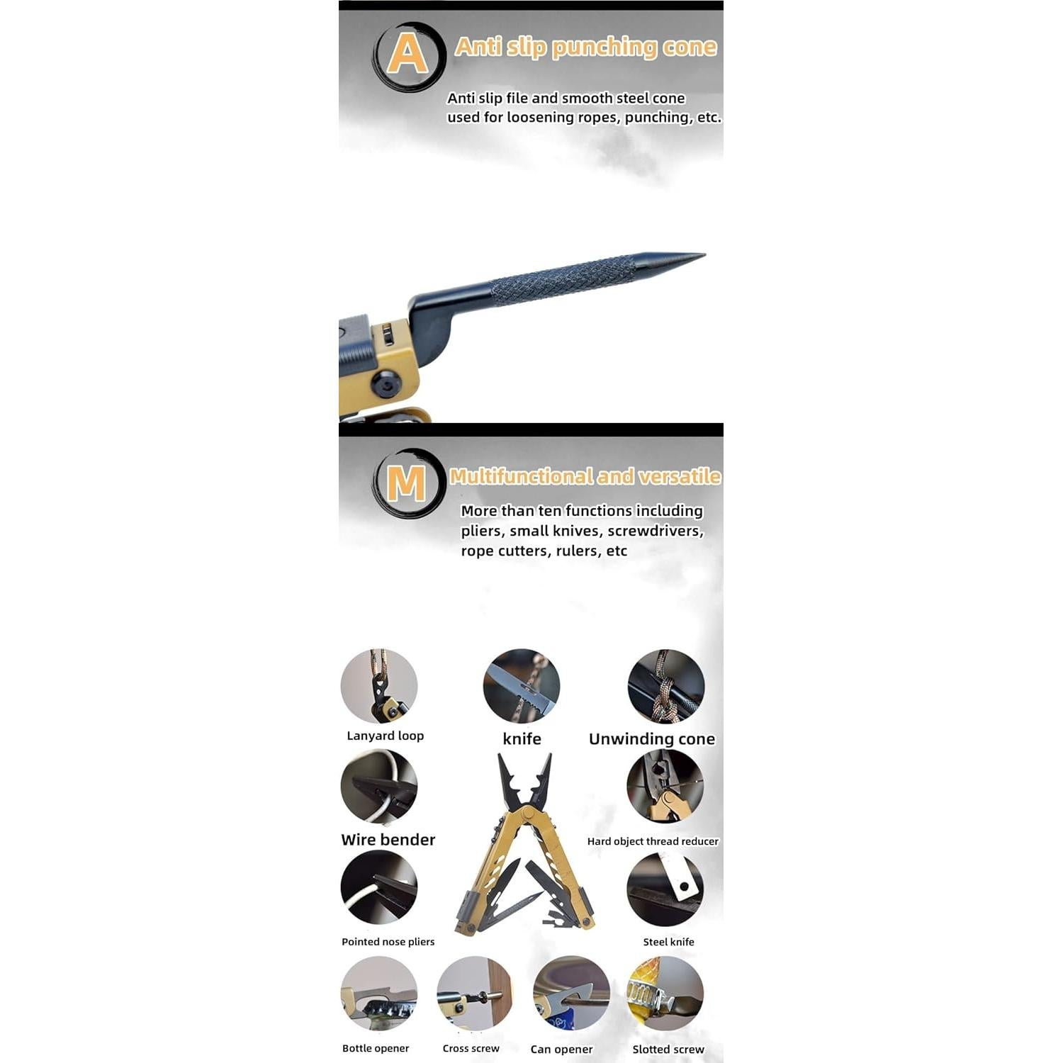 Alicate Multi Herramienta GXMRHWY 13 en 1 Acero Inoxidable Camping