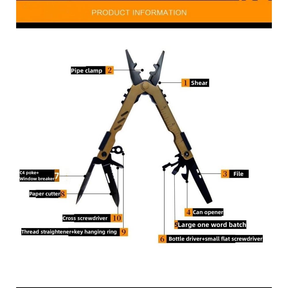 Alicate Multi Herramienta GXMRHWY 13 en 1 Acero Inoxidable Camping