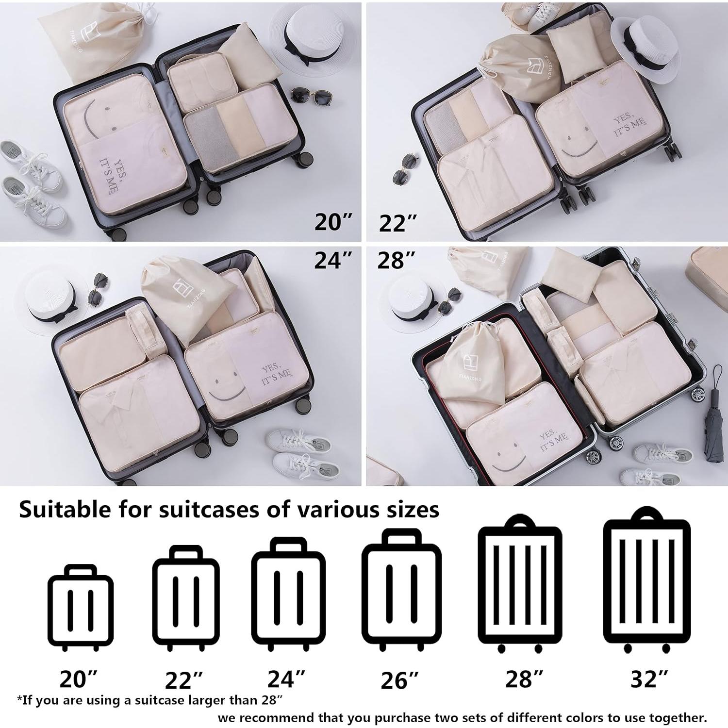 Set de 7 Piezas Cubos de Empaque TianZong Beige Impermeables