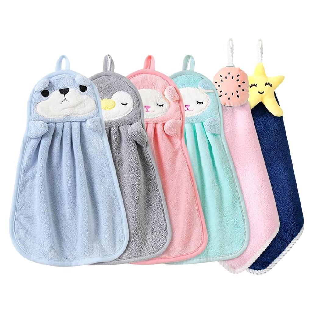 Juego de 6 Toallas de Mano FHDUSRYO de Terciopelo Coral