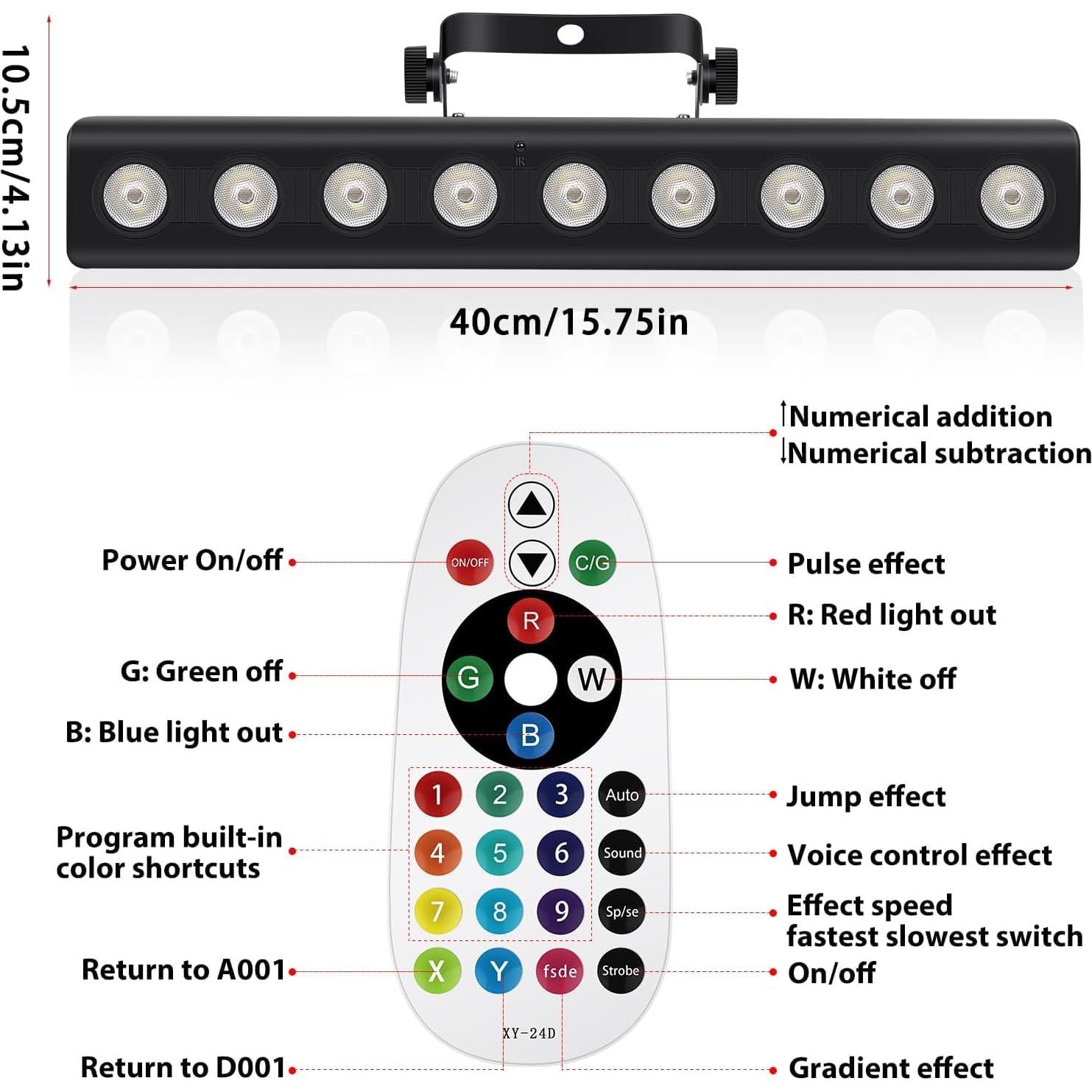 Barra de Luz LED 50W RGBW DMX con Control Remoto 2Pack