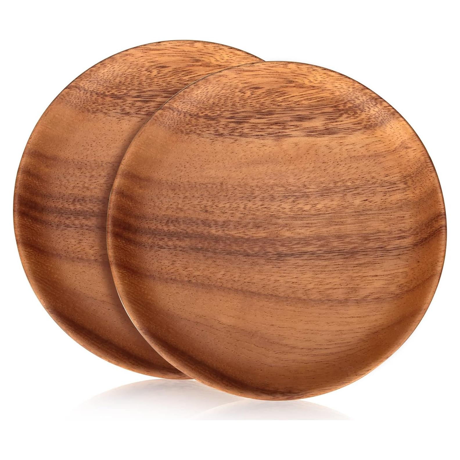Platos de Madera de Acacia Ayiaren 6" Redondos 2 Pcs