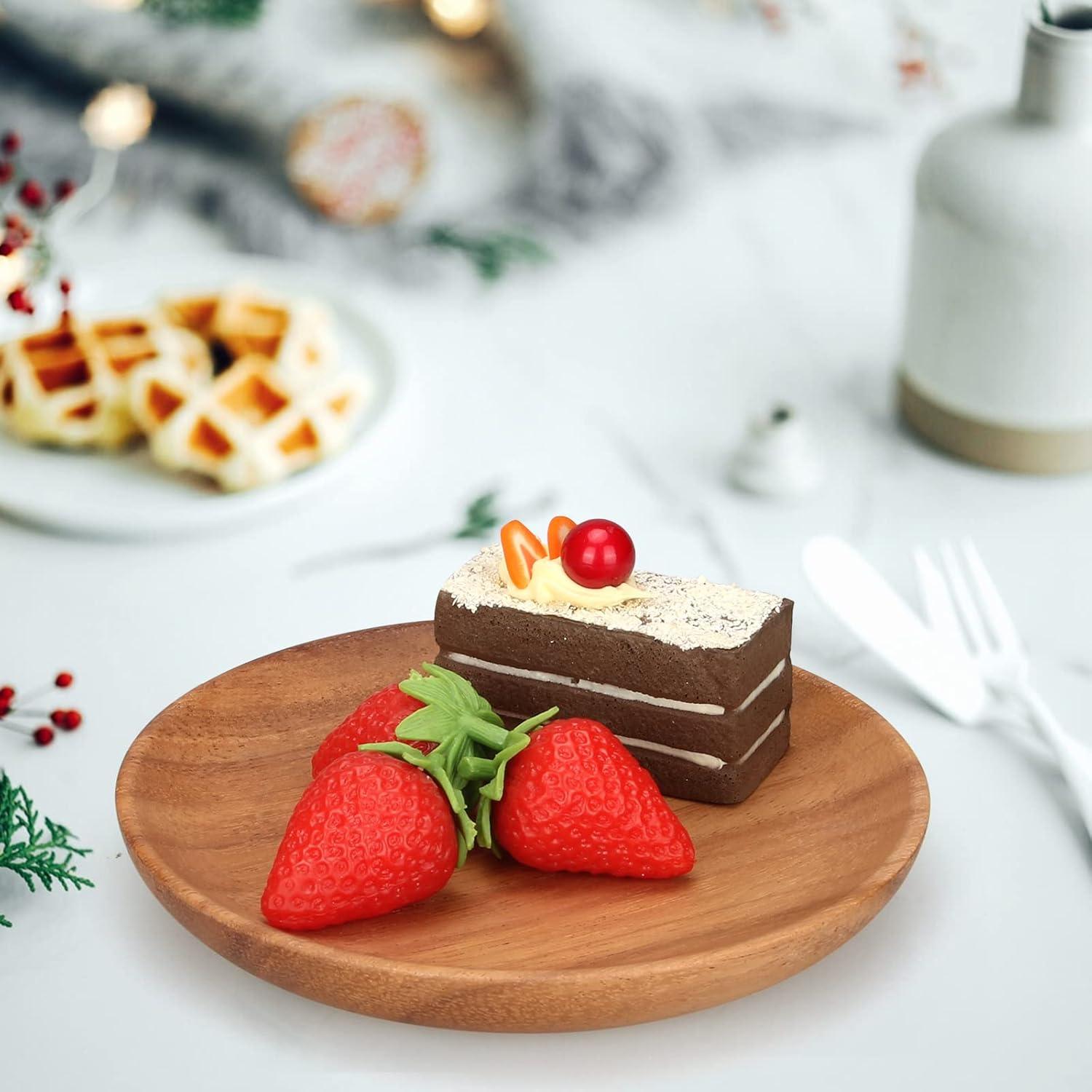 Platos de Madera de Acacia Ayiaren 6" Redondos 2 Pcs