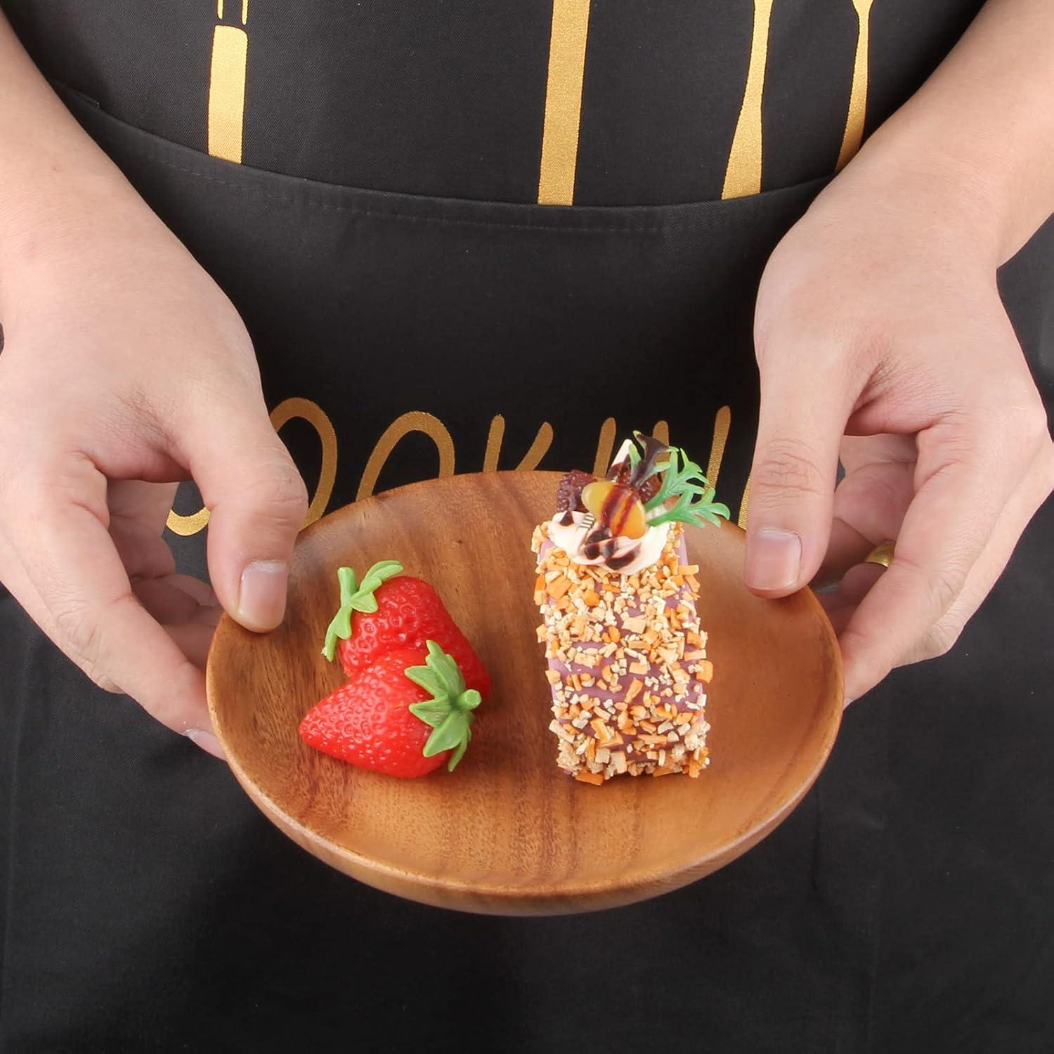 Platos de Madera de Acacia Ayiaren 6" Redondos 2 Pcs