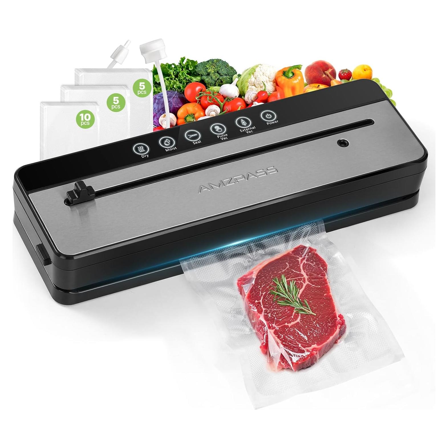 Máquina Selladora al Vacío Amzpass 6 en 1 con Cortador - Negro