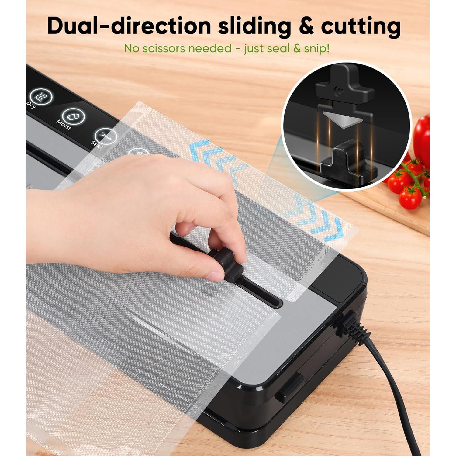 Máquina Selladora al Vacío Amzpass 6 en 1 con Cortador - Negro