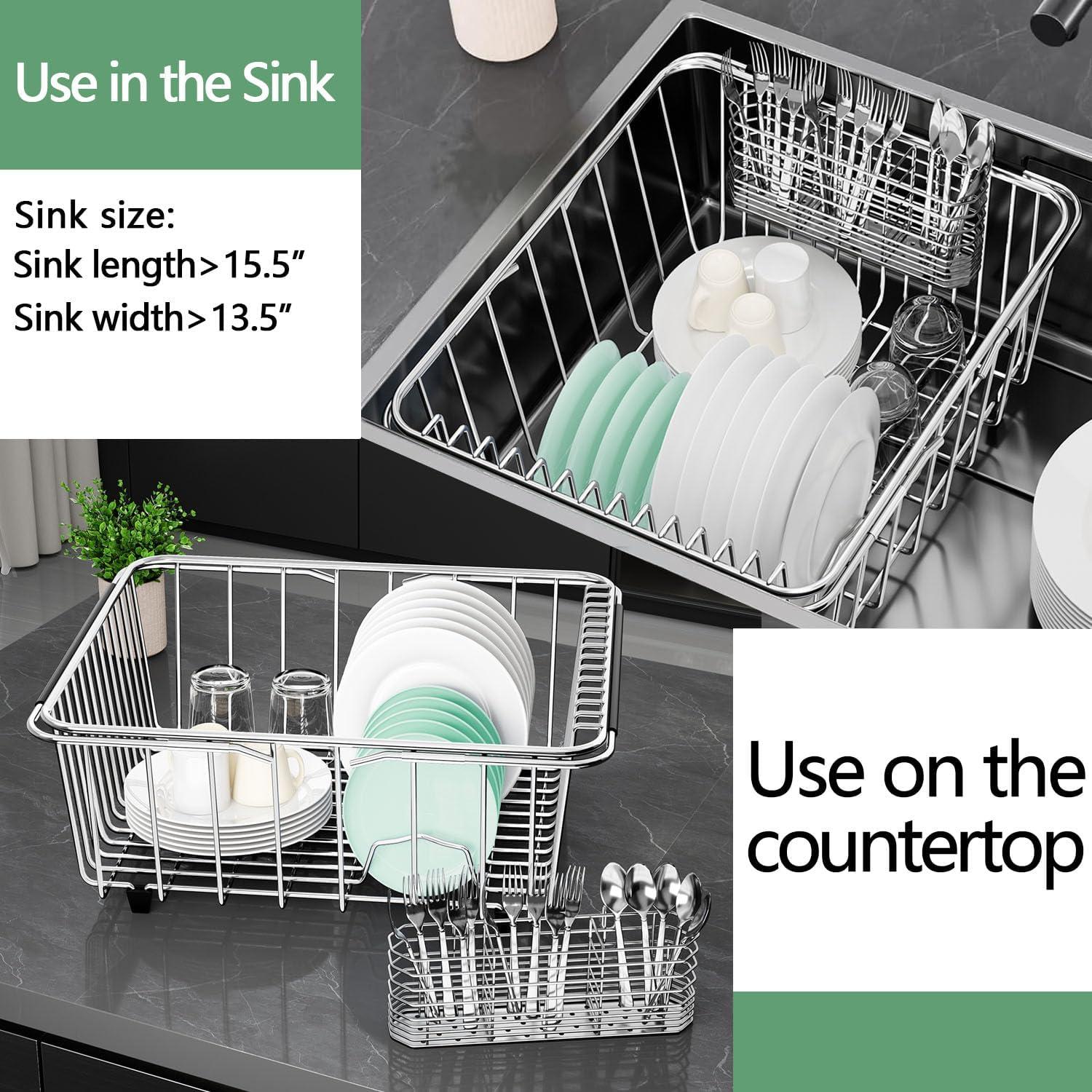 Escurridor de Platos Ajustable Fanbsy Acero Inoxidable 304