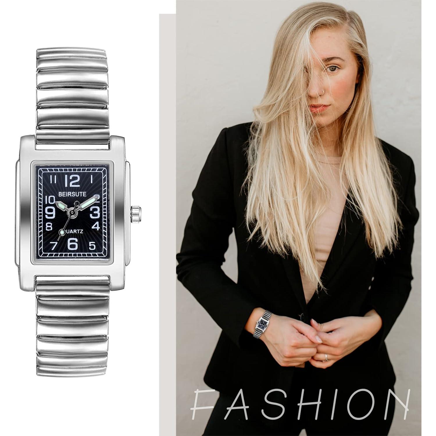 Reloj de Pulsera JewelryWe Cuadrado Plata para Mujeres