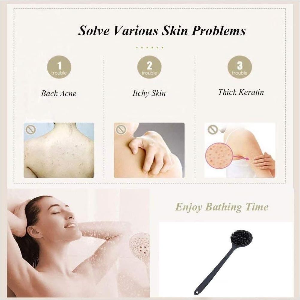 Exfoliador Corporal de Silicona CINLITEK con Mango Largo 37.5 cm