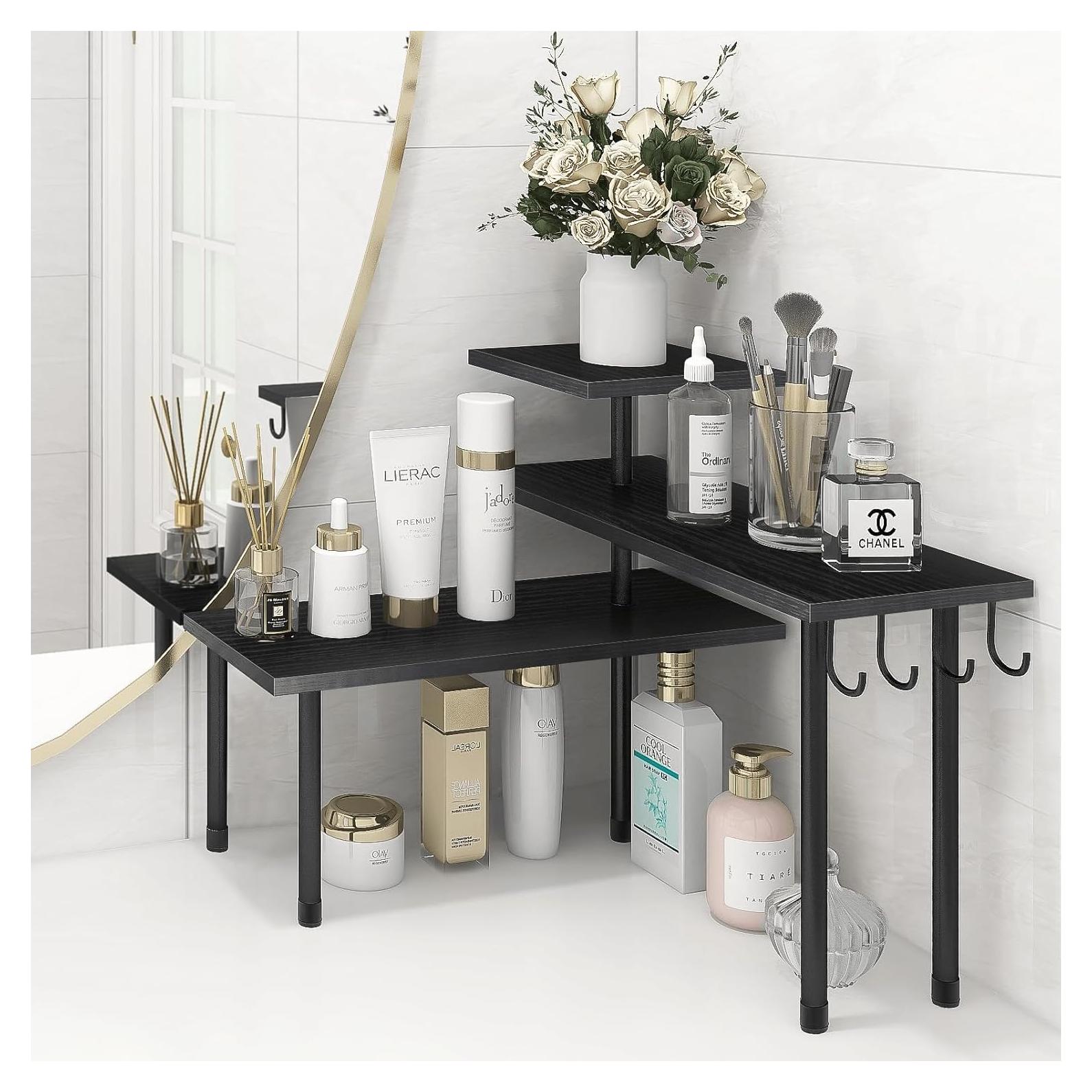 Estante de Esquina Homode 3 Niveles Negro para Cocina y Baño