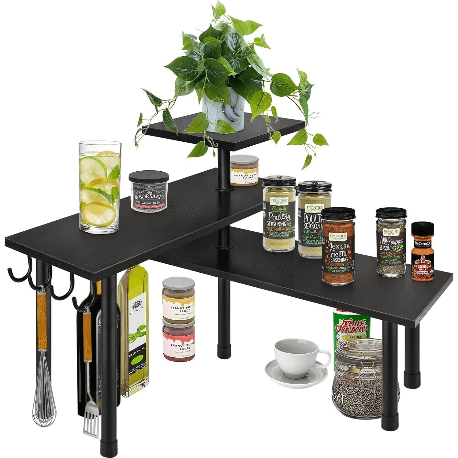 Estante de Esquina Homode 3 Niveles Negro para Cocina y Baño