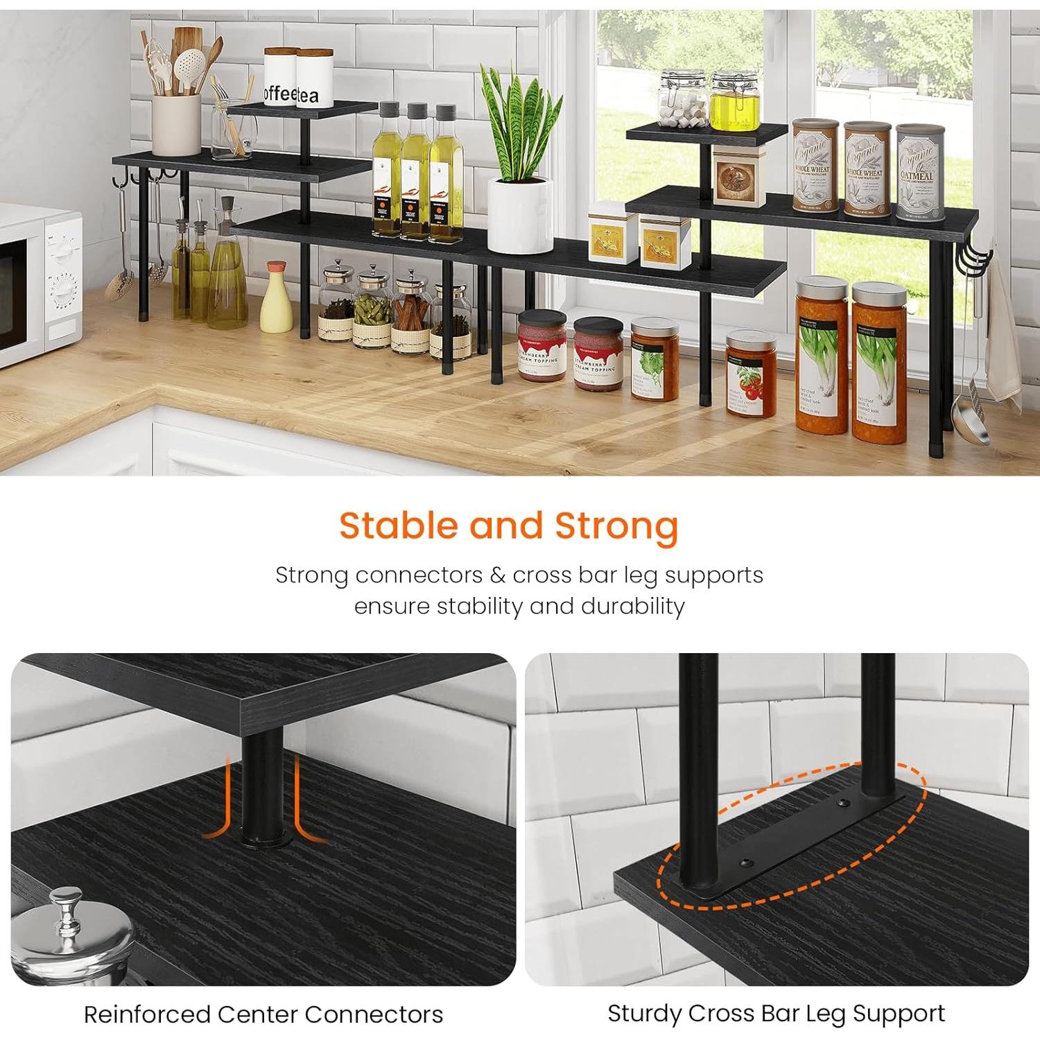 Estante de Esquina Homode 3 Niveles Negro para Cocina y Baño