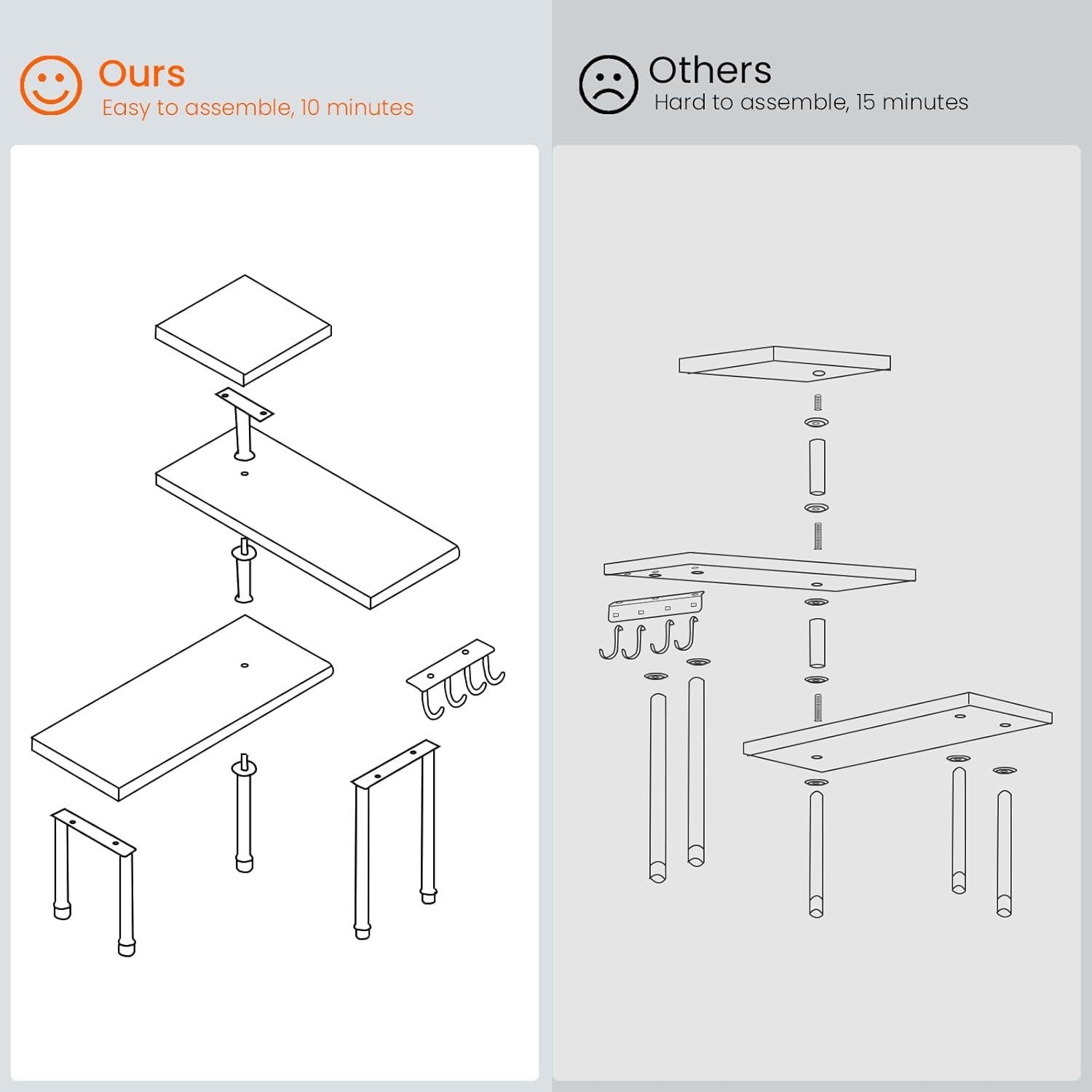 Estante de Esquina Homode 3 Niveles Negro para Cocina y Baño