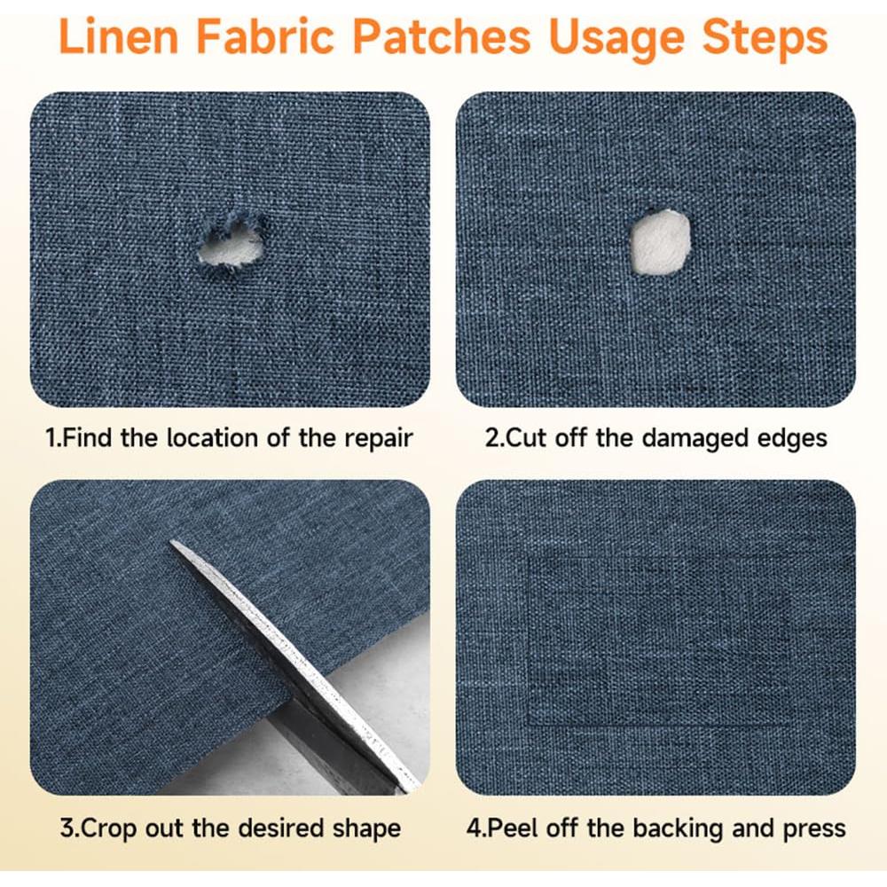 Parche Autoadhesivo de Lino QSJTLM 20x30cm Azul Corteza - 2PCS