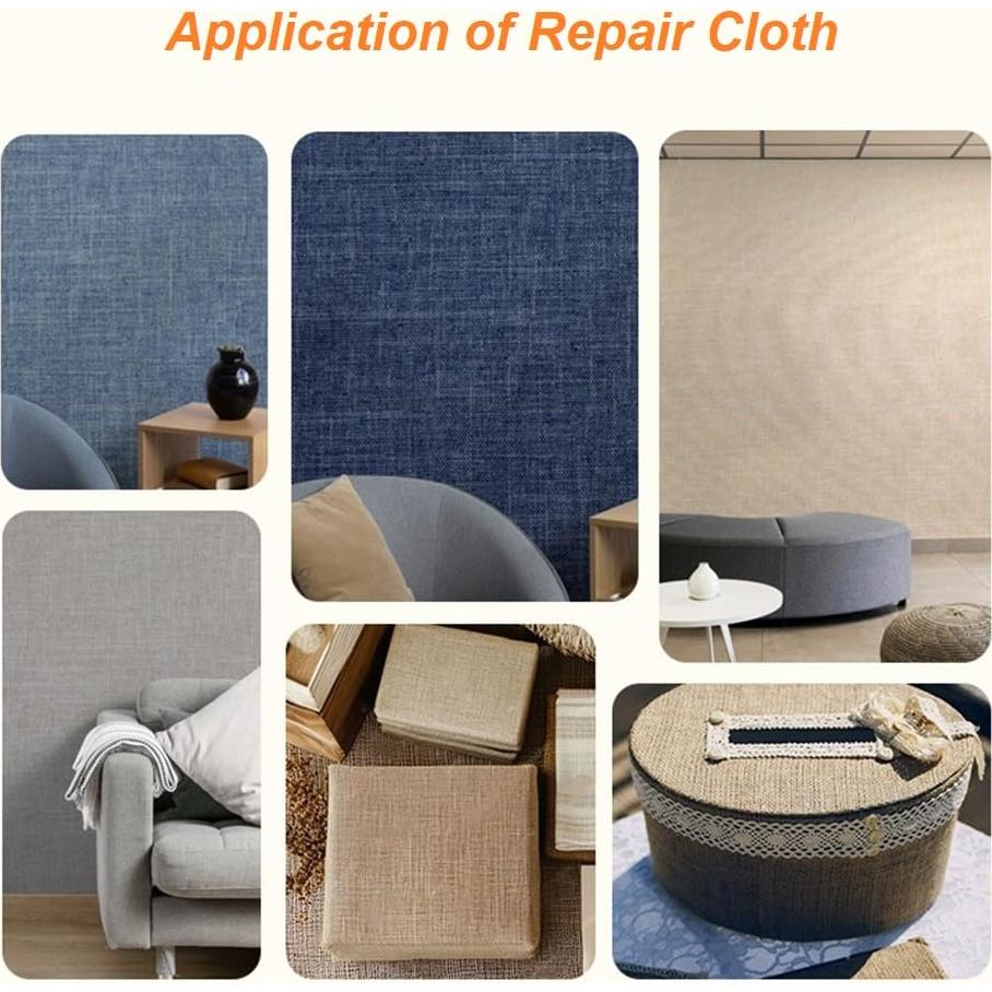 Parche Autoadhesivo de Lino QSJTLM 20x30cm Azul Corteza - 2PCS