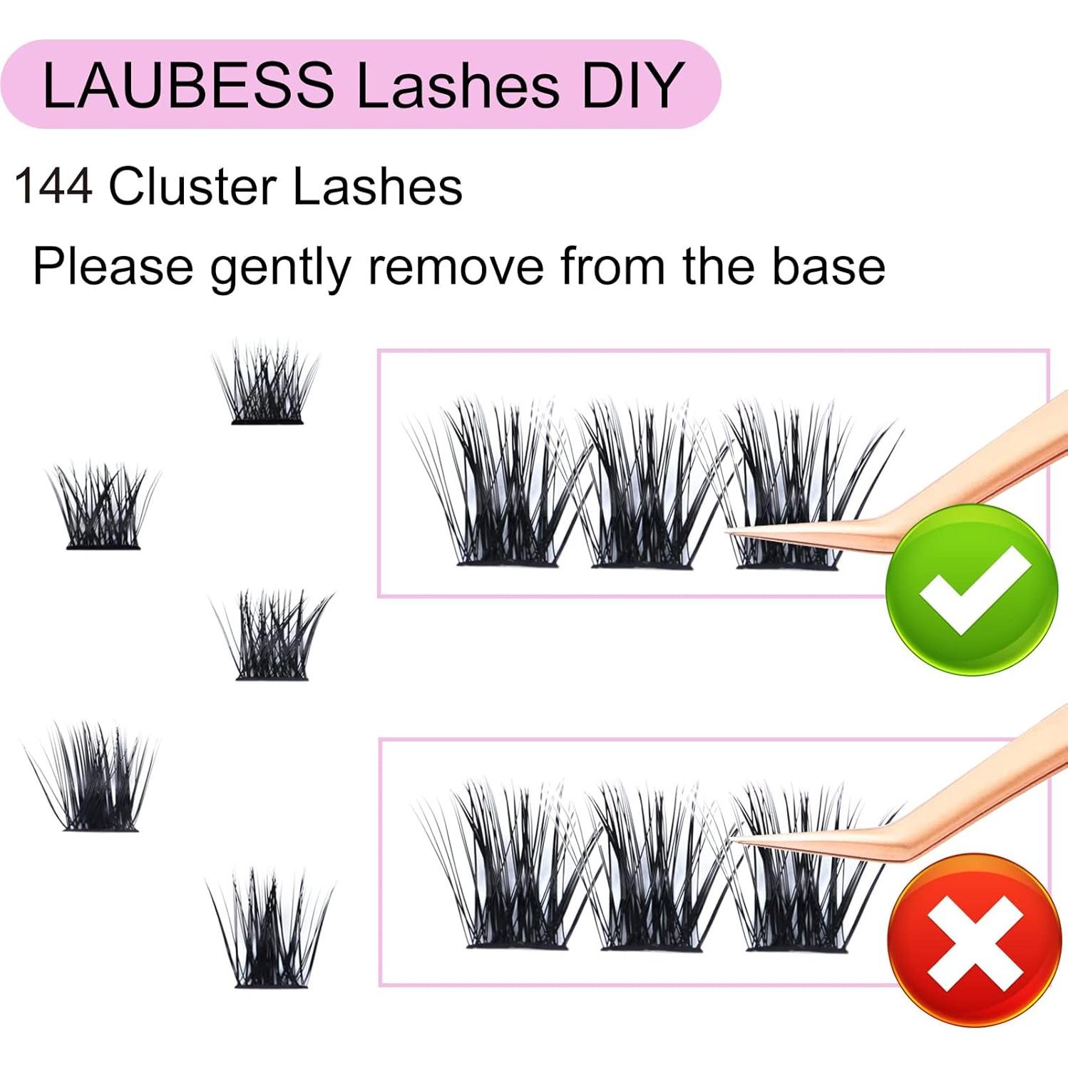 Pestañas en Racimo LAUBESS 14-18mm 144pcs Kit Extensiones