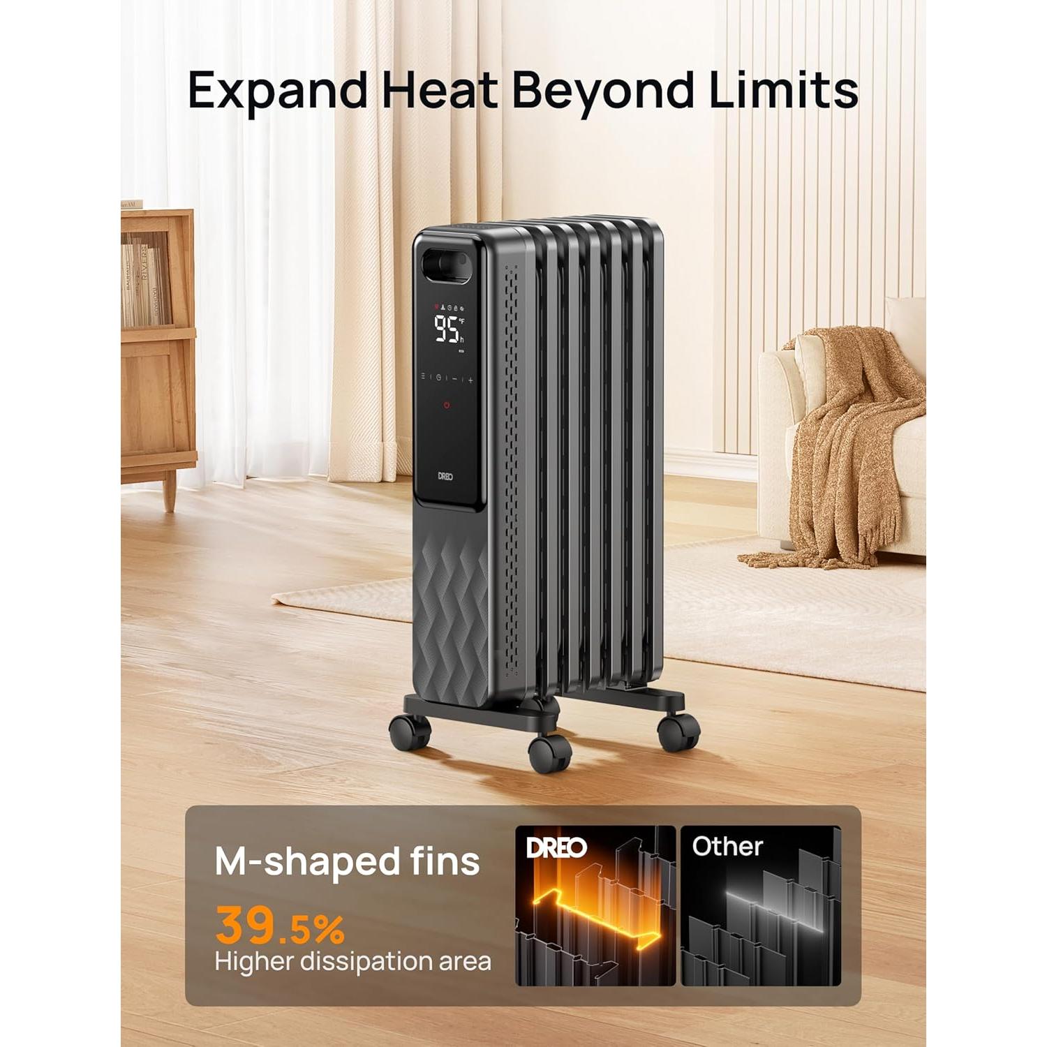 Calefactor eléctrico Dreo 1500W con control remoto y oscilación