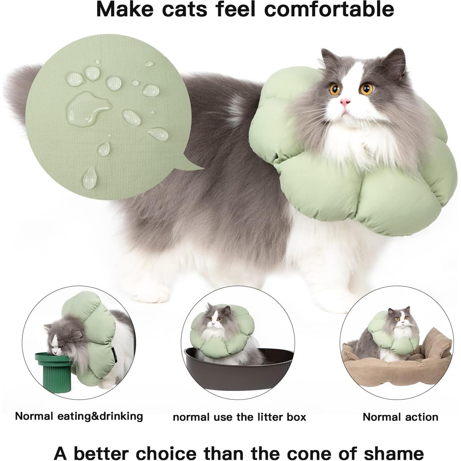 Collar Cono para Gato HiDREAM S Flor Verde Impermeable