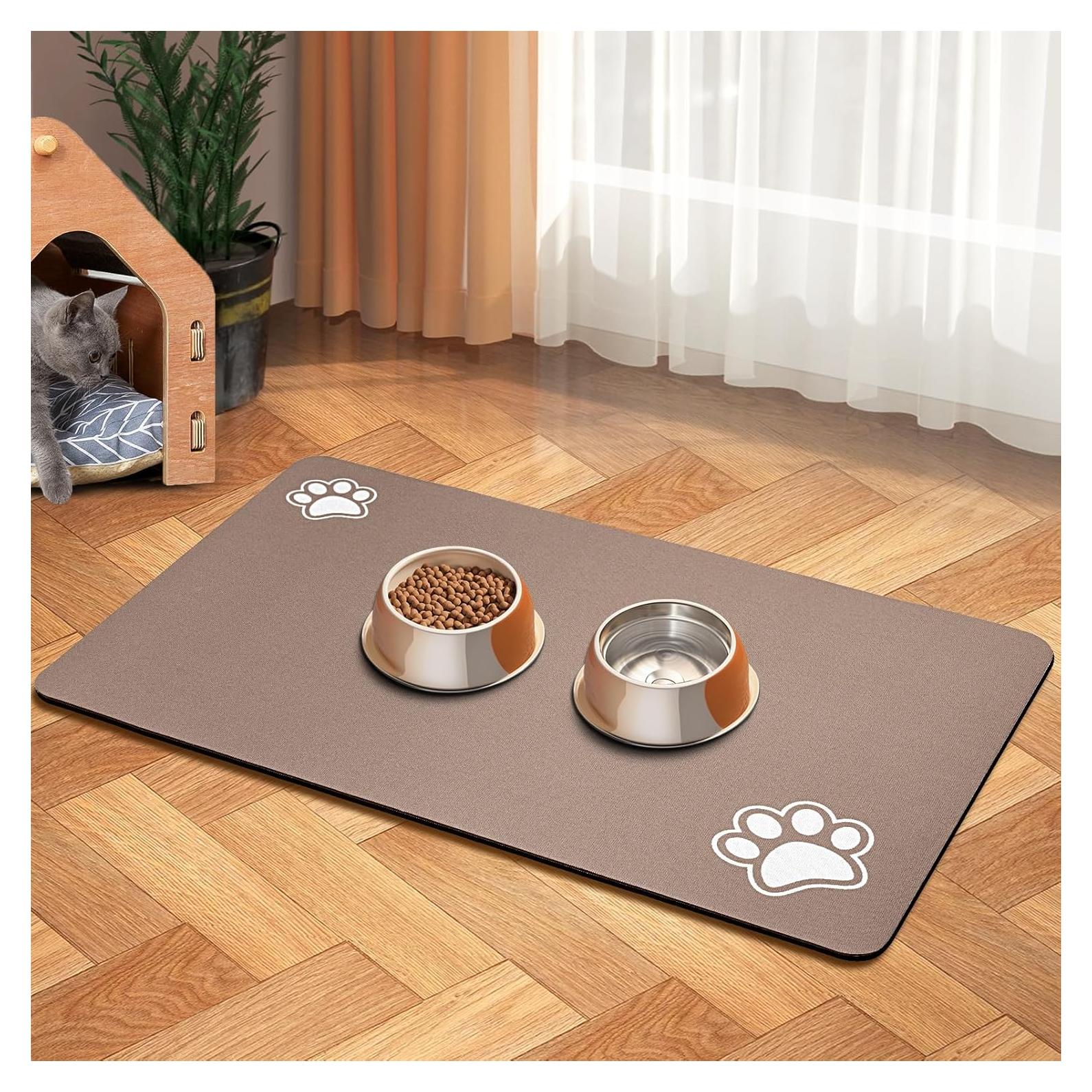 Alfombrilla Absorbente para Comida y Agua de Perro BLUE AYE 30x48cm Marrón