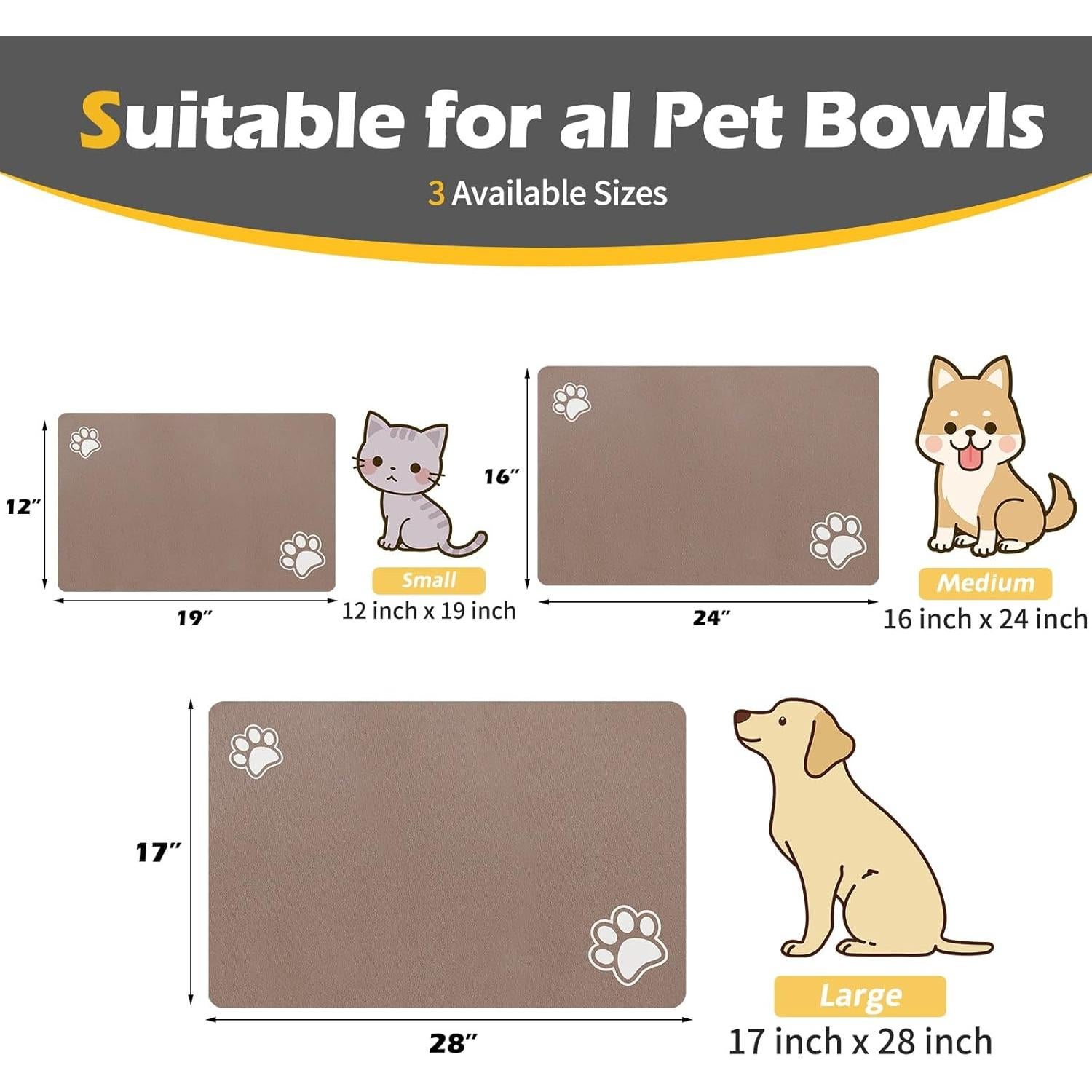 Alfombrilla Absorbente para Comida y Agua de Perro BLUE AYE 30x48cm Marrón