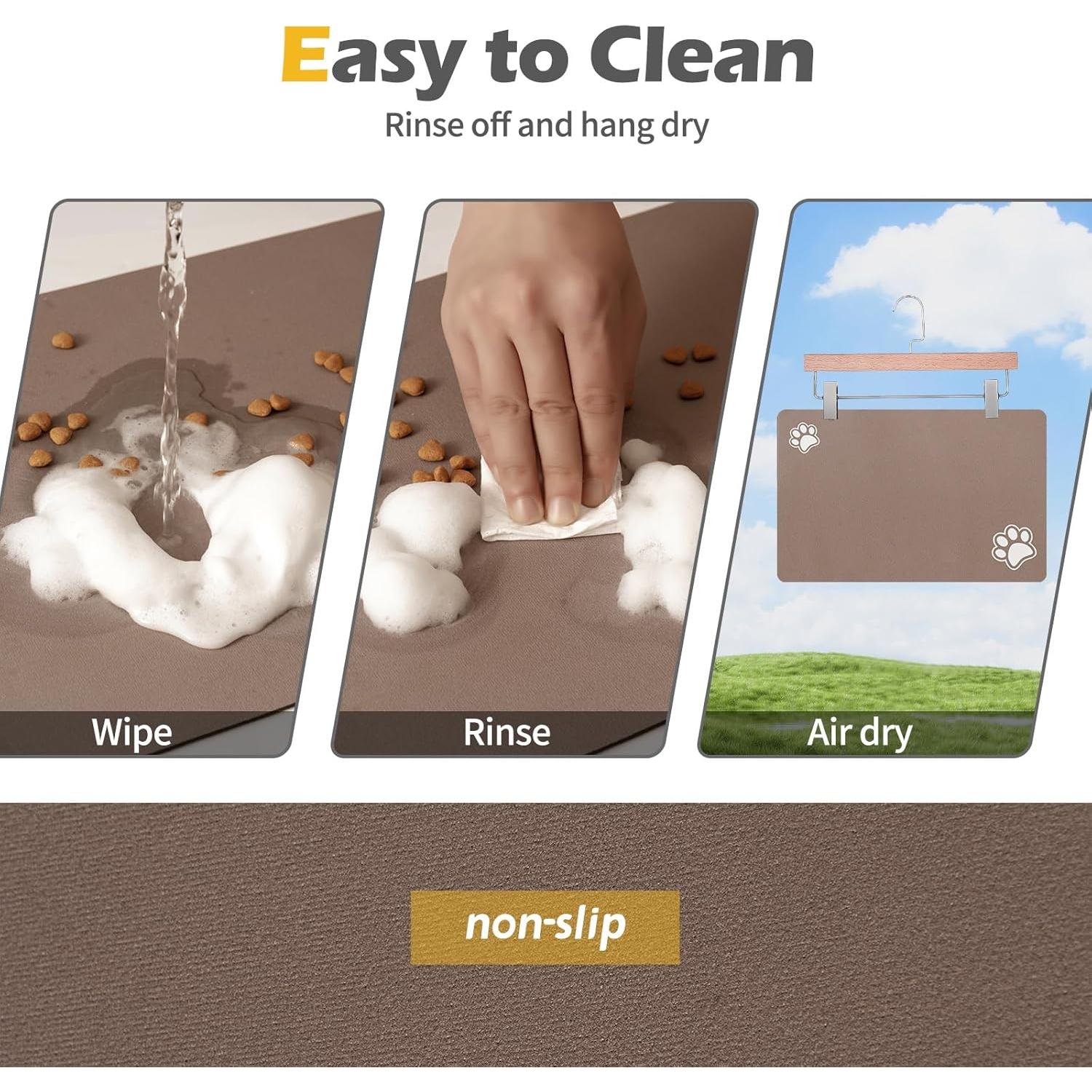 Alfombrilla Absorbente para Comida y Agua de Perro BLUE AYE 30x48cm Marrón