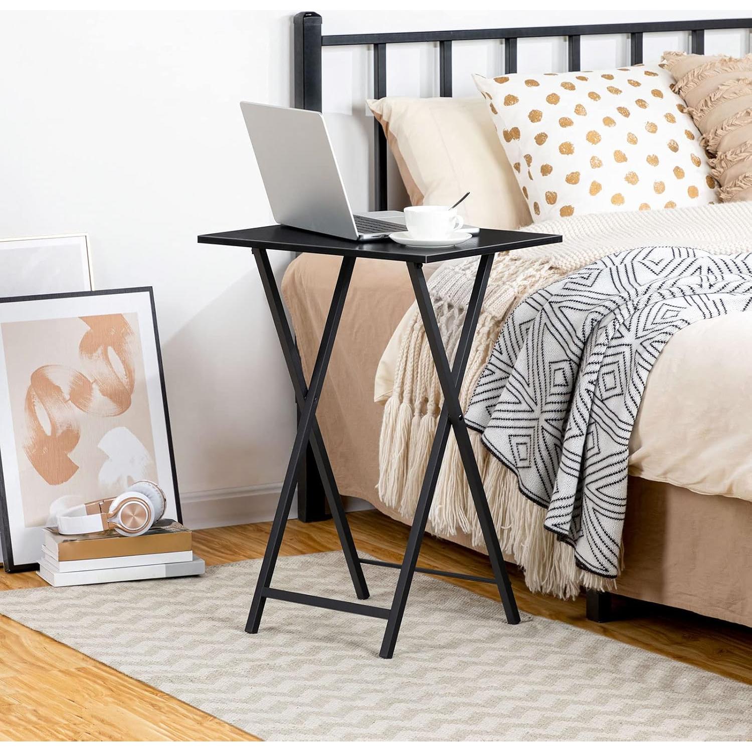 Mesa de bandeja de TV plegable HOOBRO negra 48x36x66 cm