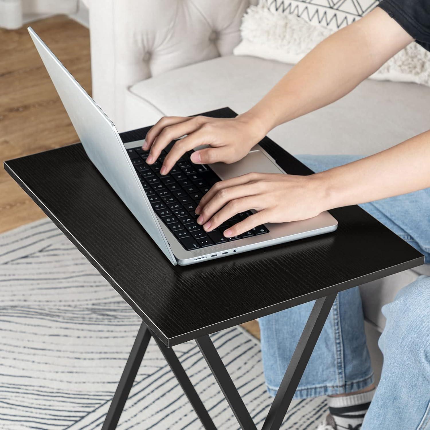 Mesa de bandeja de TV plegable HOOBRO negra 48x36x66 cm