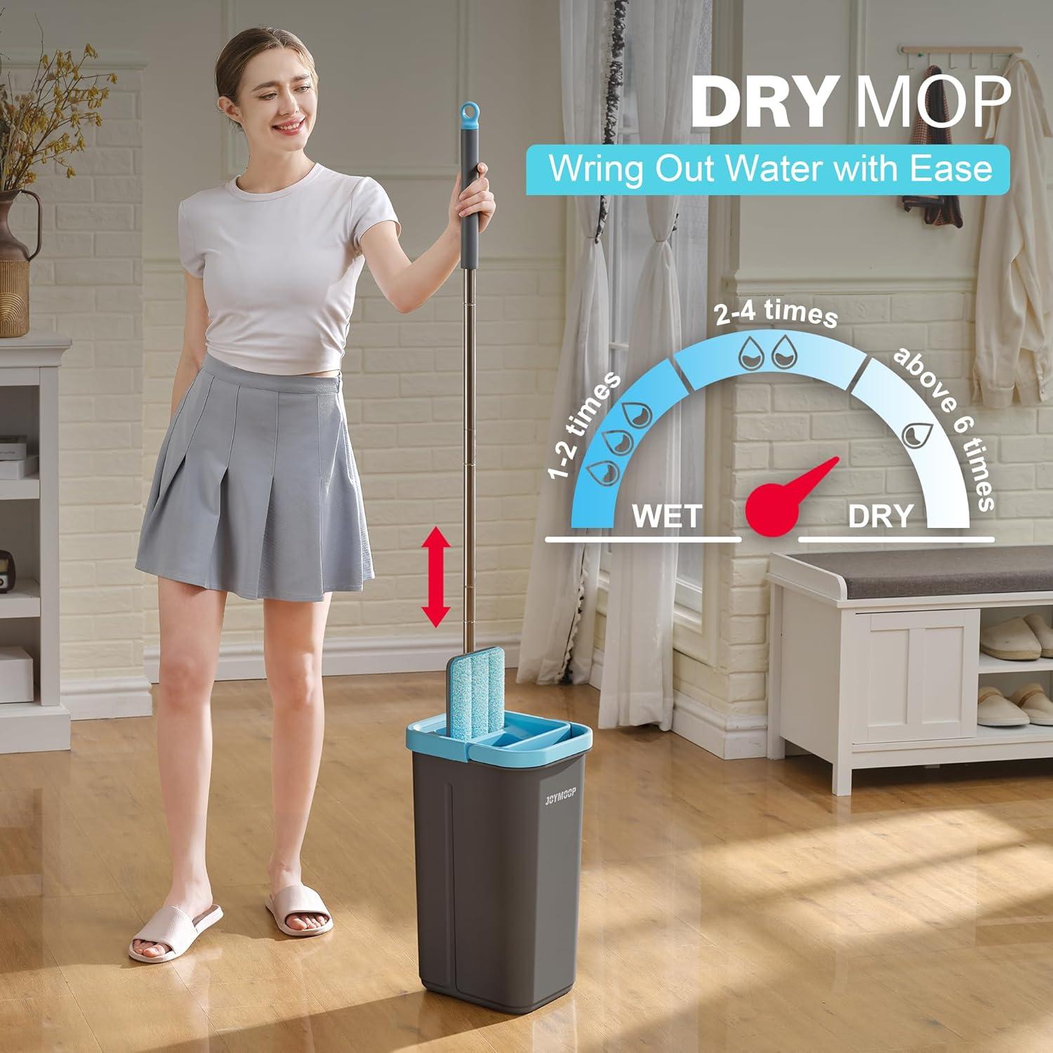 Juego de Mopa y Cubo JOYMOOP con Escurridor y 3 Paños Microfibra