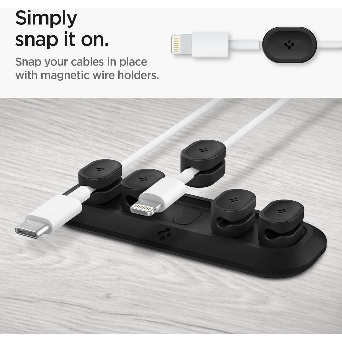 Soporte Magnético para Cables Spigen Negro - 6 Clips