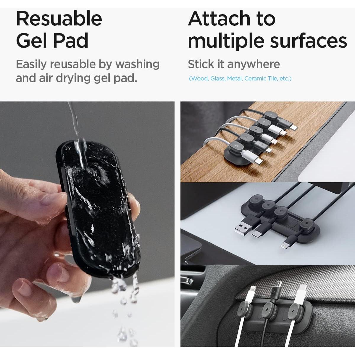 Soporte Magnético para Cables Spigen Negro - 6 Clips