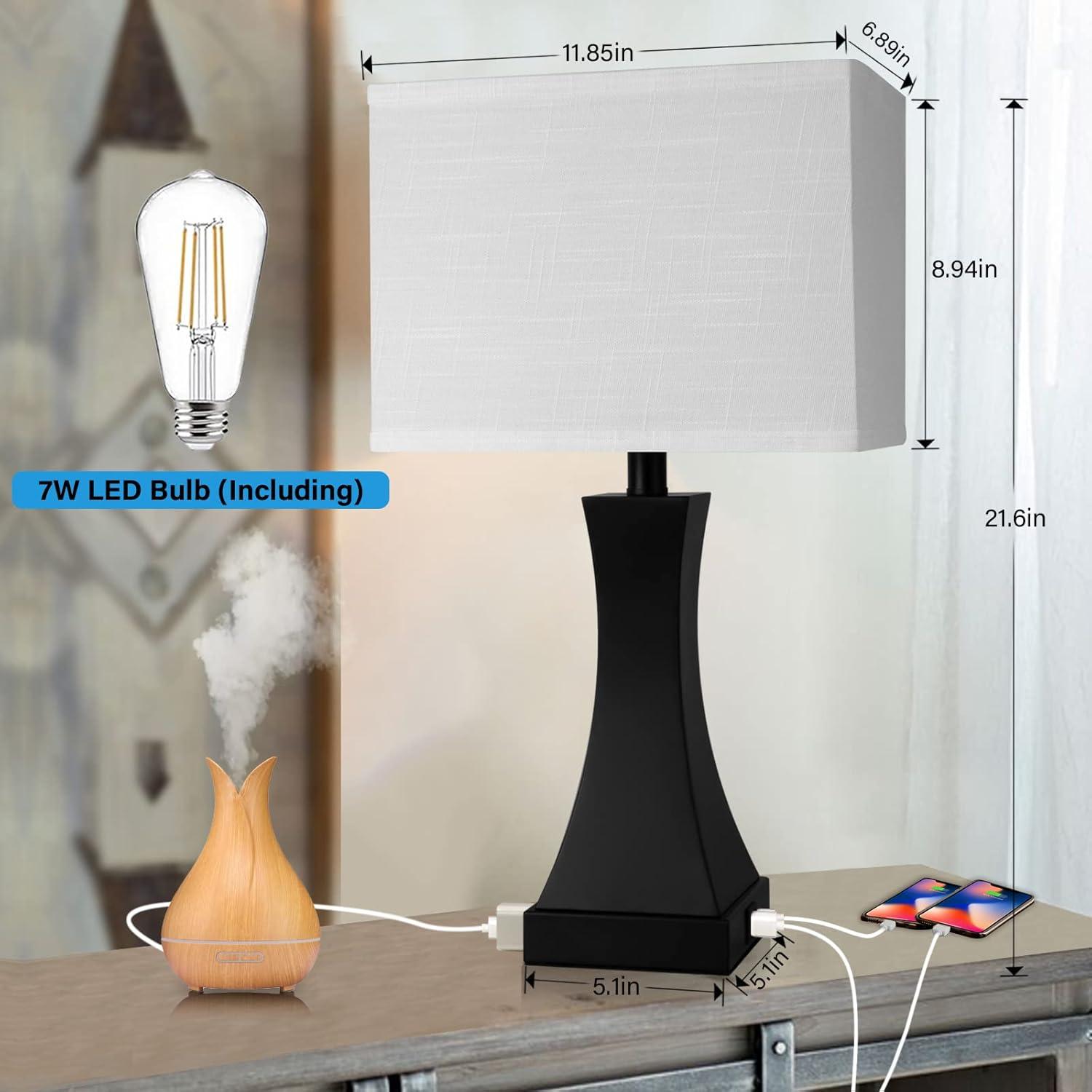 Juego de 2 Lámparas de Mesa OYedis 54.9 cm Regulables USB