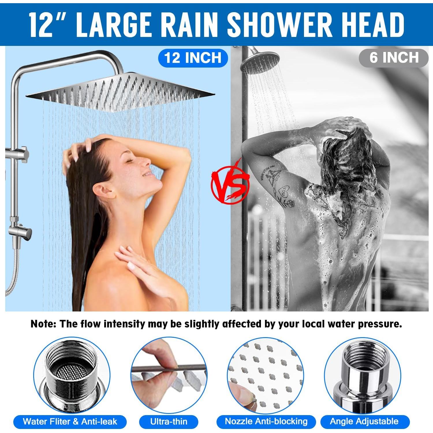 Cabezal de Ducha AMORIX 30.48 cm Cuadrado con Filtro y Manguera