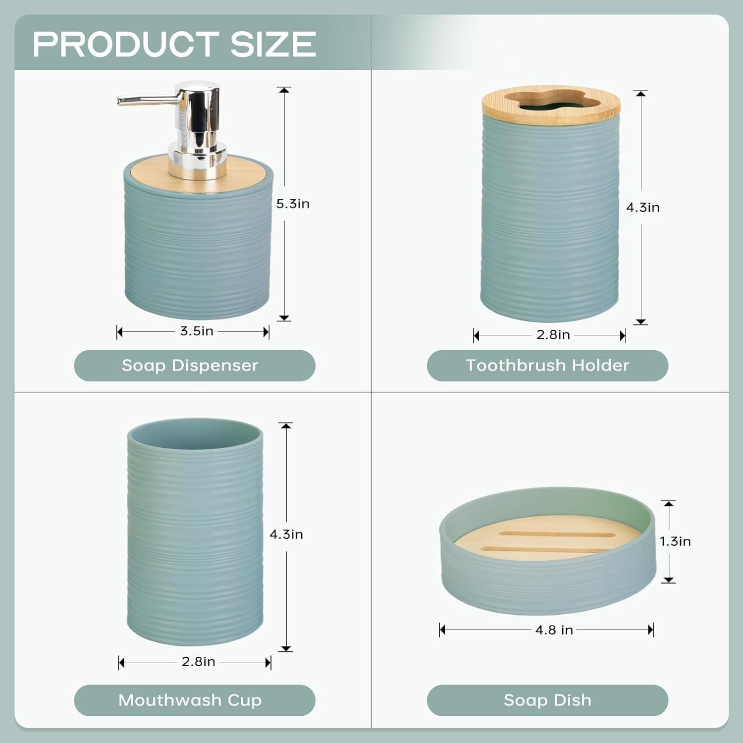 Juego de Accesorios de Baño Boho RRM 4 Piezas Aqua