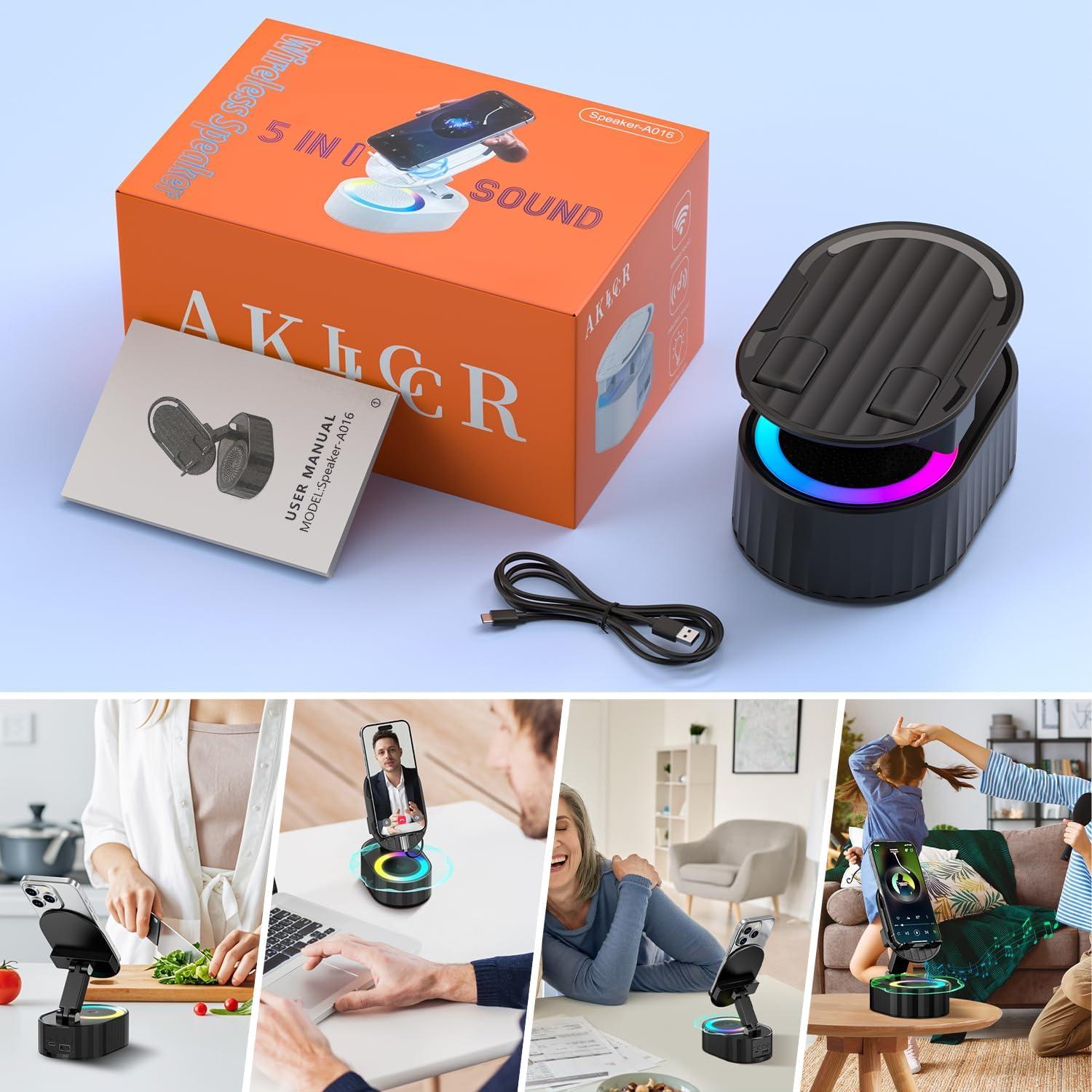 Altavoz Bluetooth Inalámbrico AKLLCCR ZJ-016 5 en 1 con Luz LED