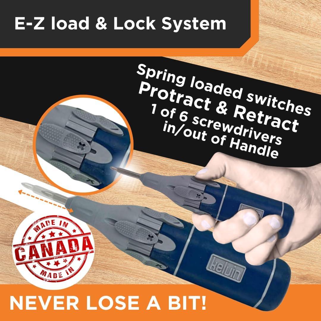 Destornillador Automático Kelvin Retractor 6-en-1 Negro/Naranja