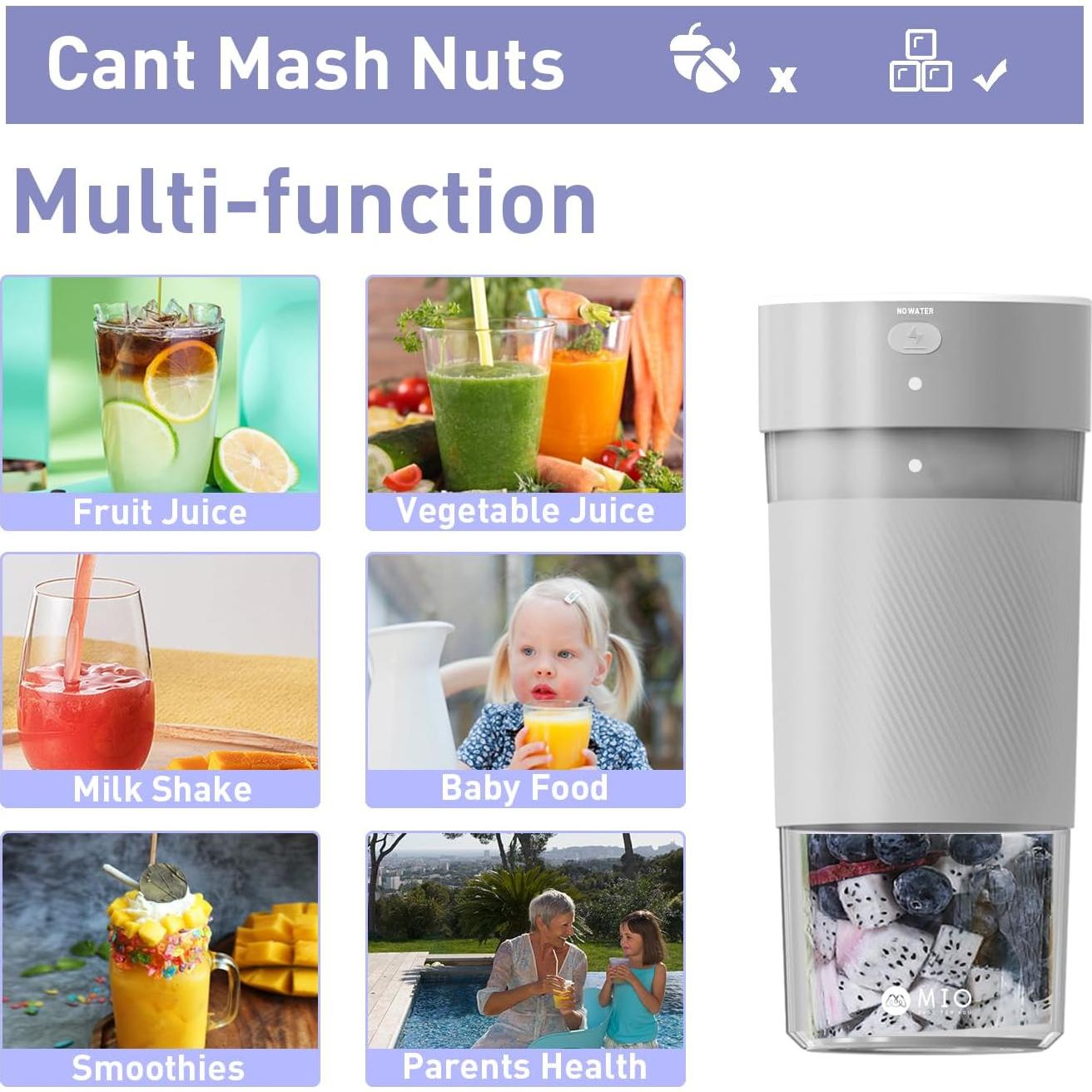 Licuadora Portátil MIO SJ-1001 300 mL Recargable USB-C Gris