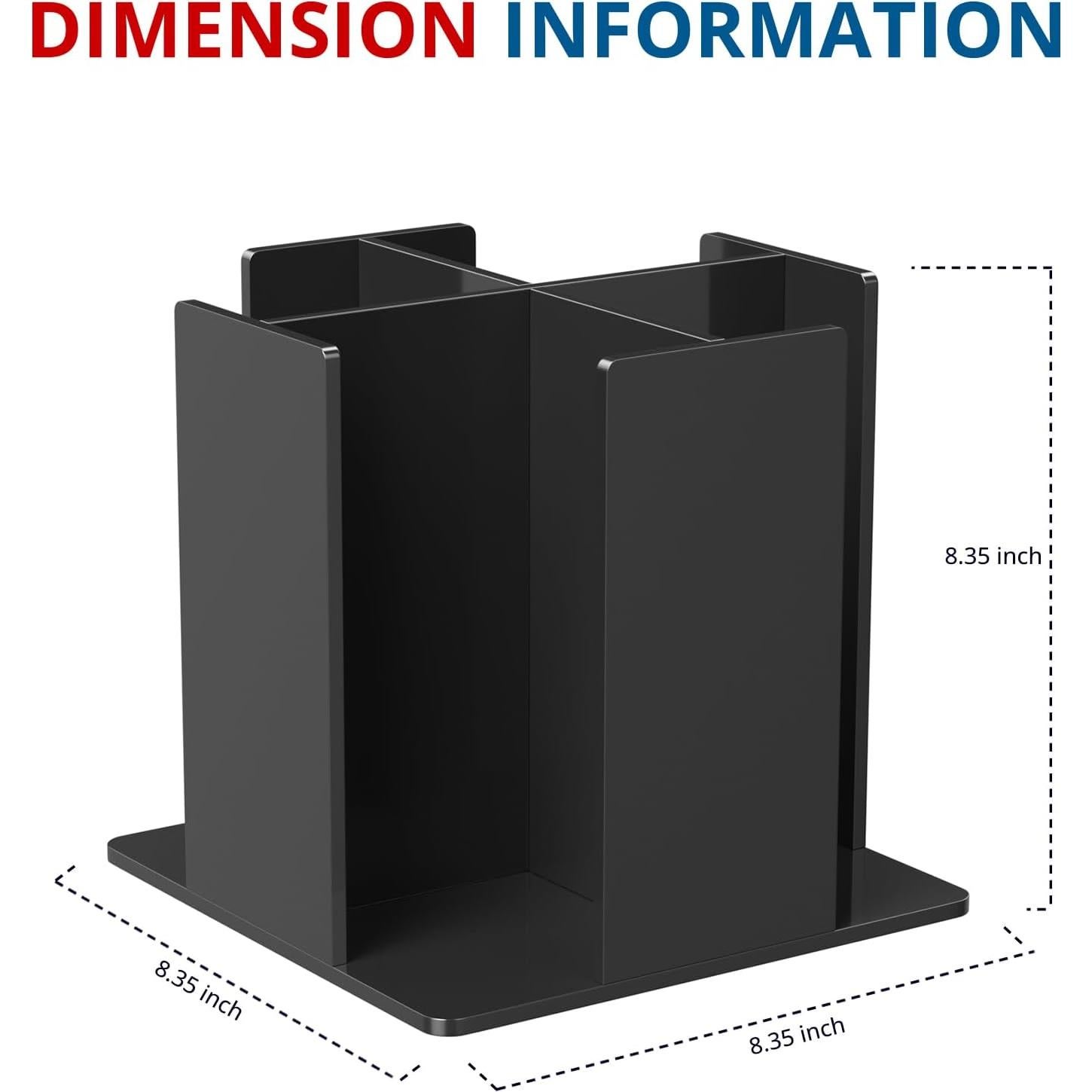 Soporte para Tazas y Tapas KOTEMON, 4 Compartimentos, Acrílico Negro