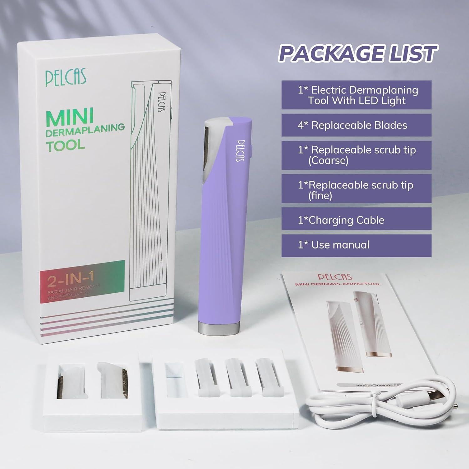 Herramienta Eléctrica Dermaplaning PELCAS 2 en 1 con Luz LED