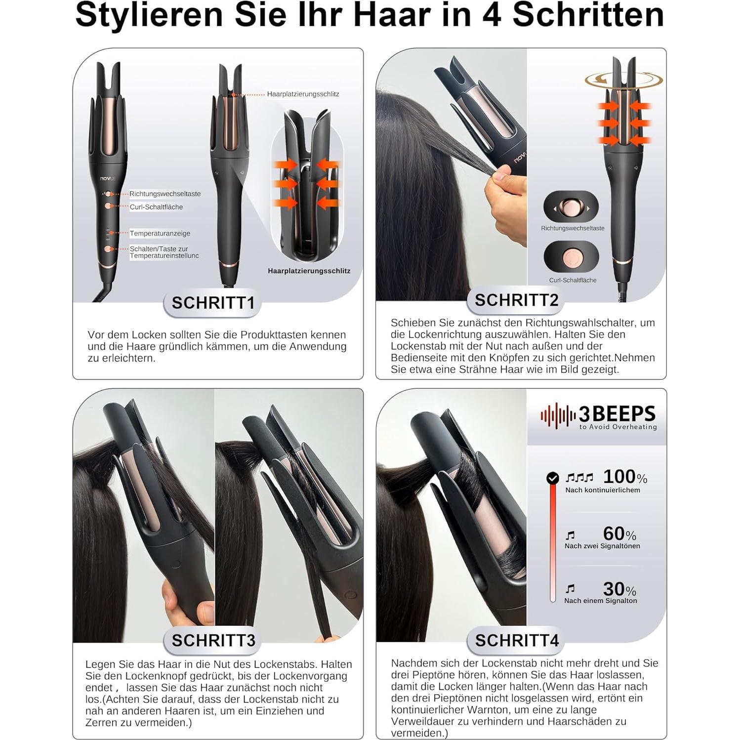 Plancha de Rizar Automática NOVUS NV618A-02 Cerámica 3 Temperaturas