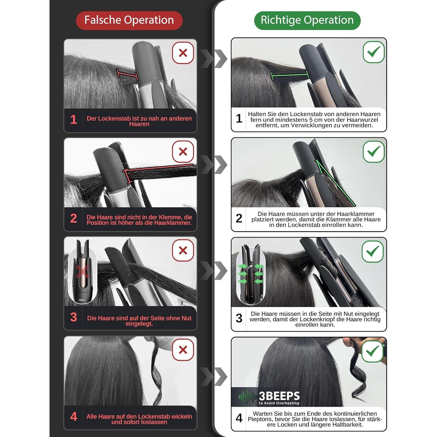 Plancha de Rizar Automática NOVUS NV618A-02 Cerámica 3 Temperaturas