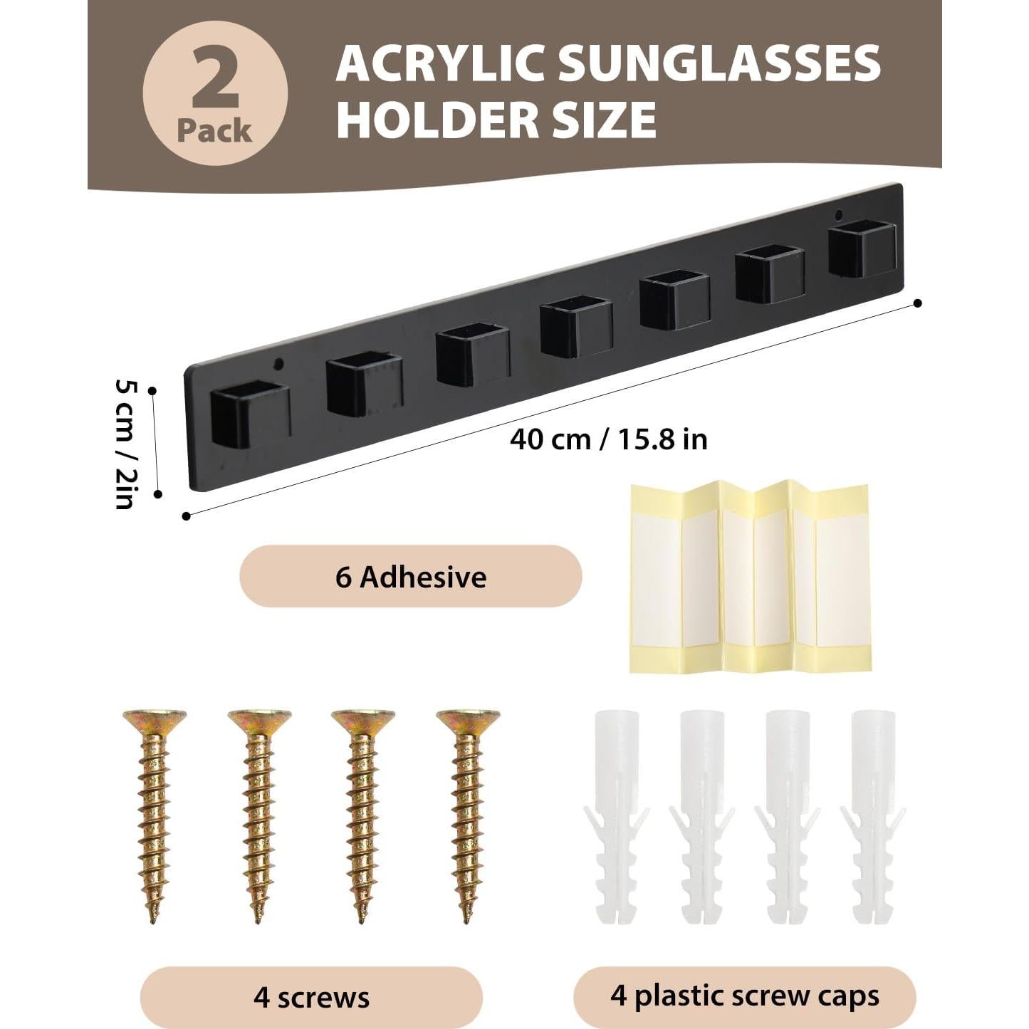 Organizador de Gafas de Sol Acrílico SILFGRLF 2 Piezas Negro