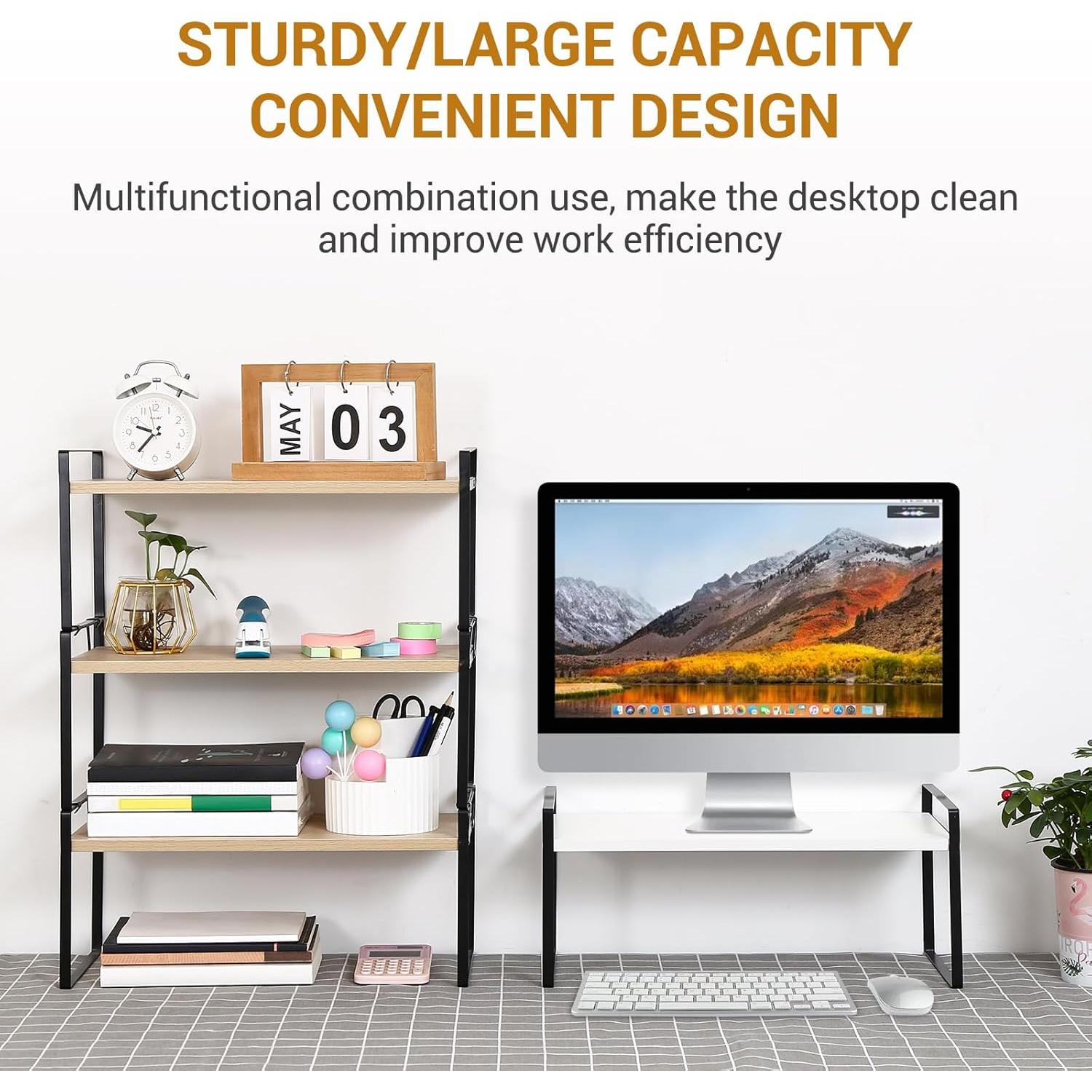 Organizador de Estante de Oficina YGYQZ - Madera Ajustable 39.9x20.1x18 cm