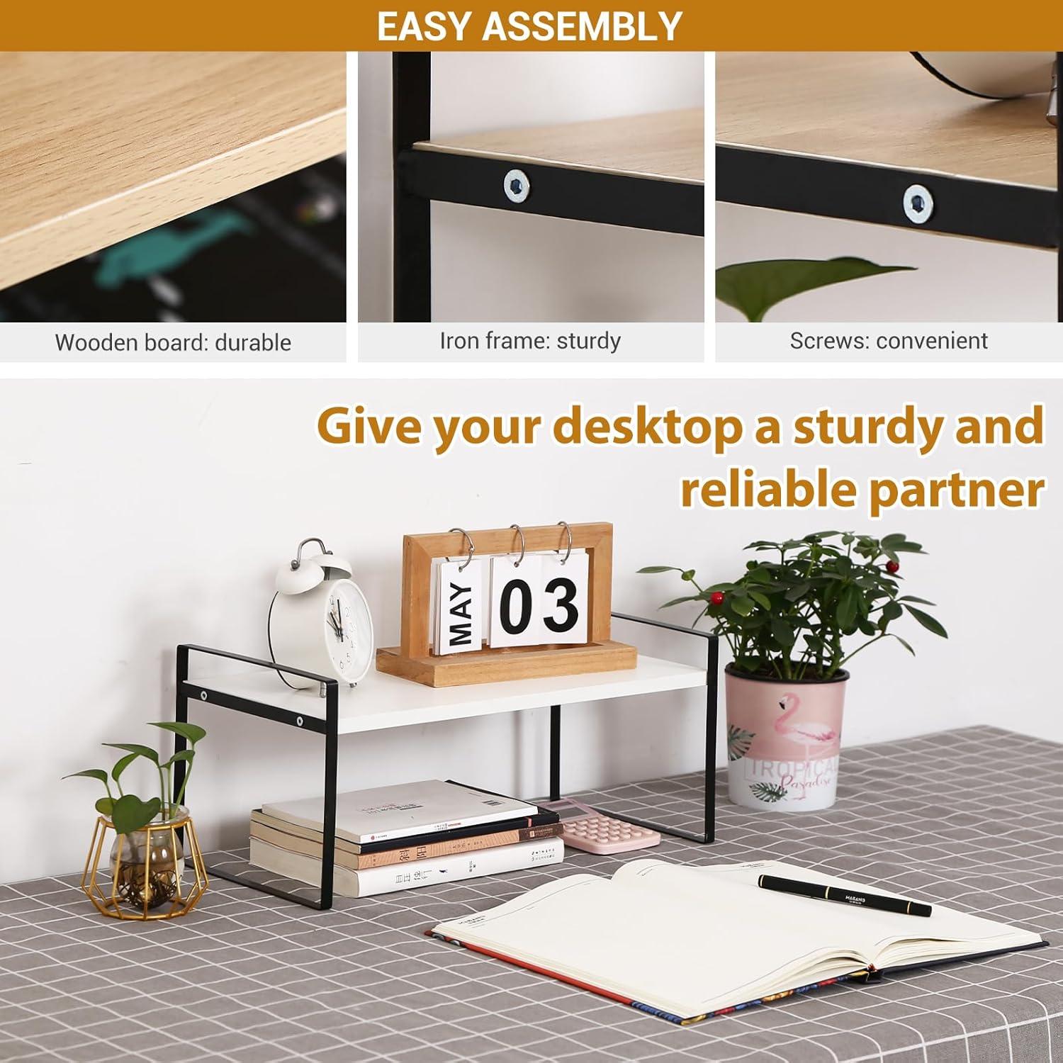 Organizador de Estante de Oficina YGYQZ - Madera Ajustable 39.9x20.1x18 cm