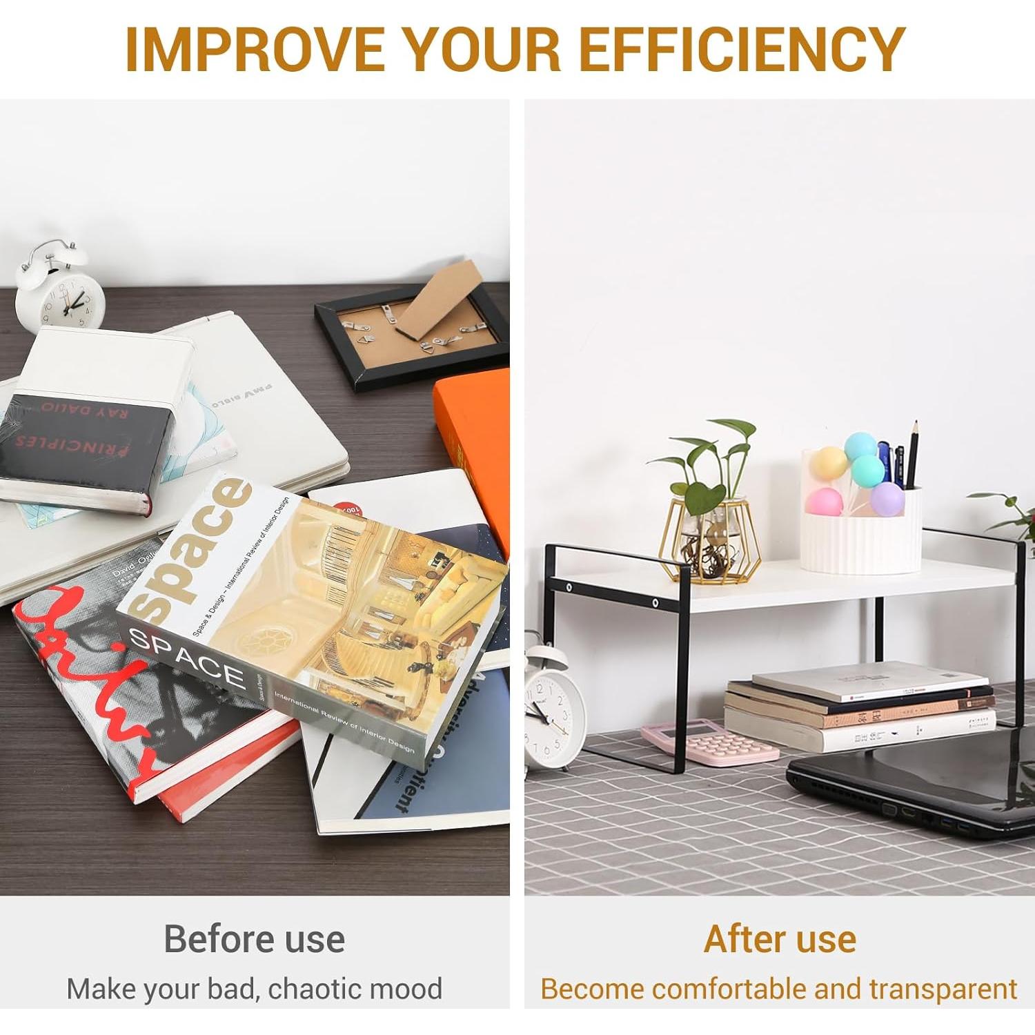 Organizador de Estante de Oficina YGYQZ - Madera Ajustable 39.9x20.1x18 cm